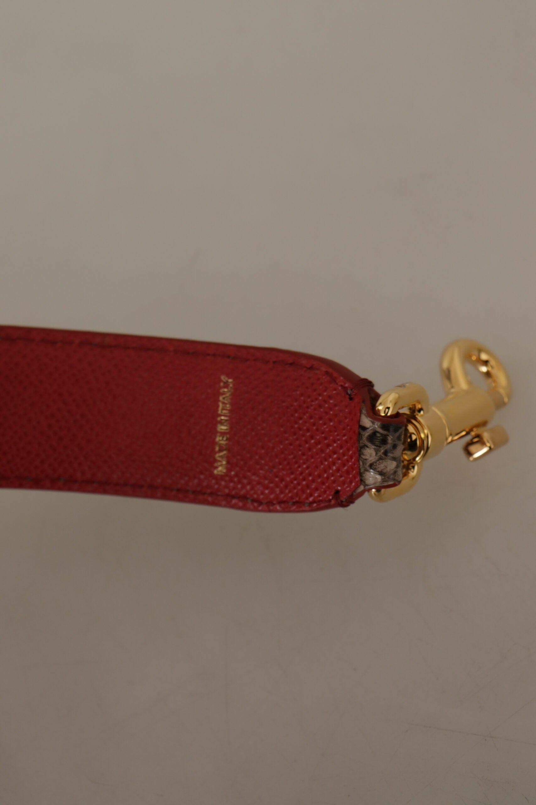 Dolce & Gabbana Brown Python Leather Studded Shoulder Strap.