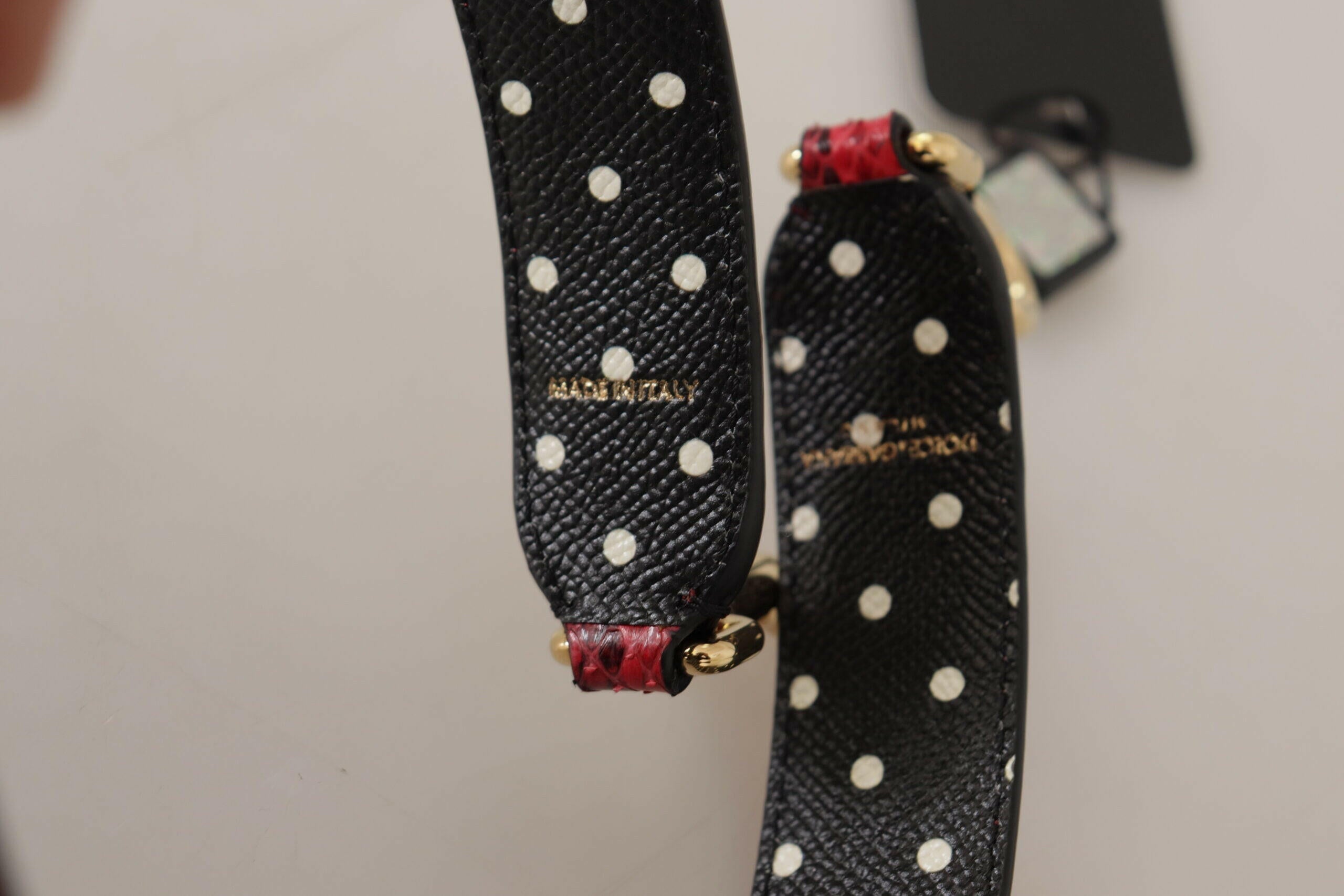 Dolce & Gabbana Red Python Leather Crystals Reversible Shoulder Strap.