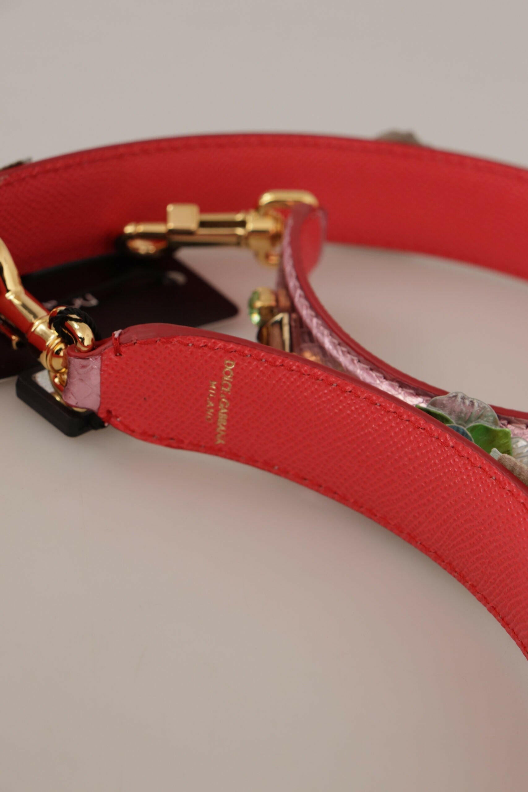 Dolce & Gabbana Metallic Pink Leather Studded Shoulder Strap.
