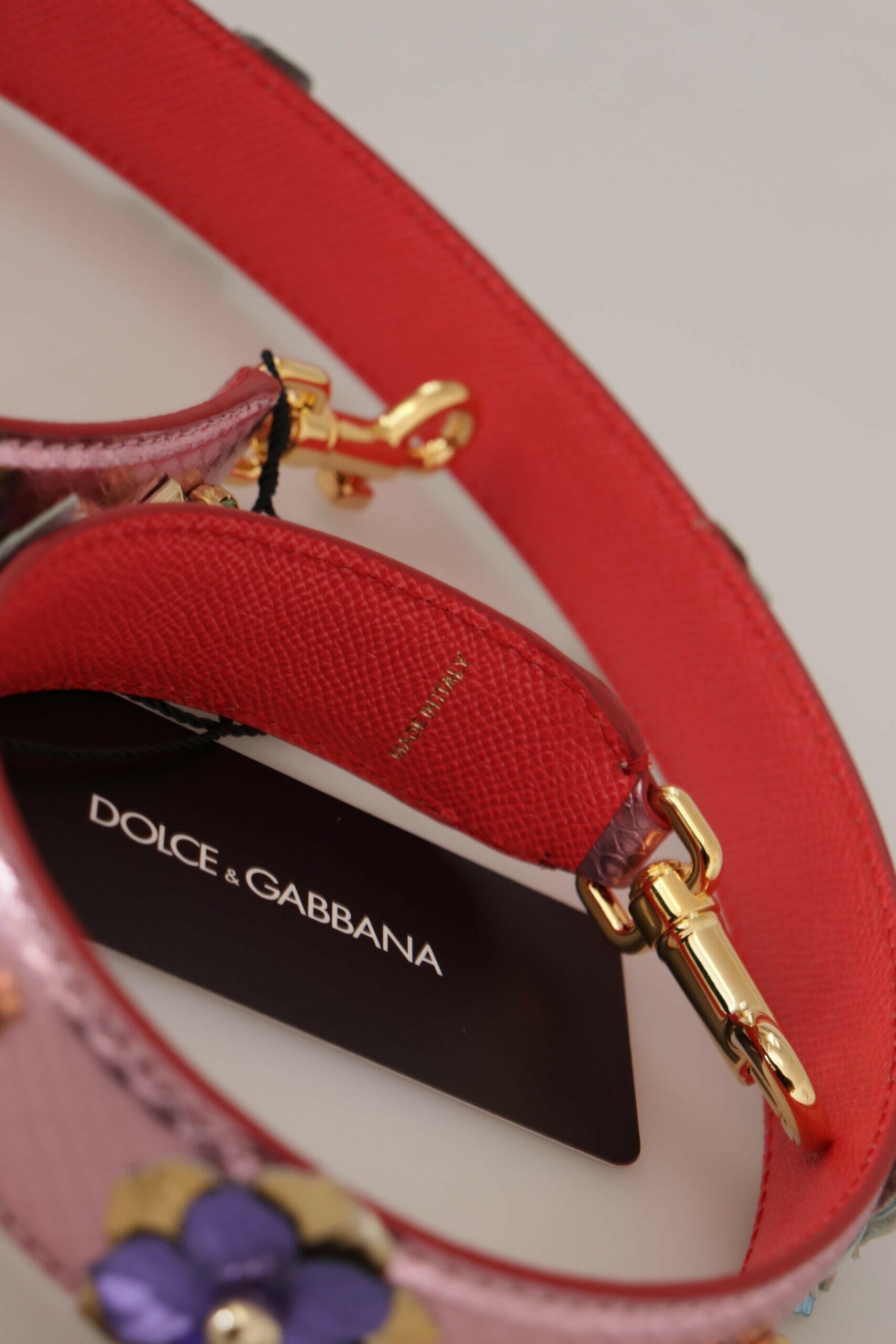 Dolce & Gabbana Metallic Pink Leather Studded Shoulder Strap.