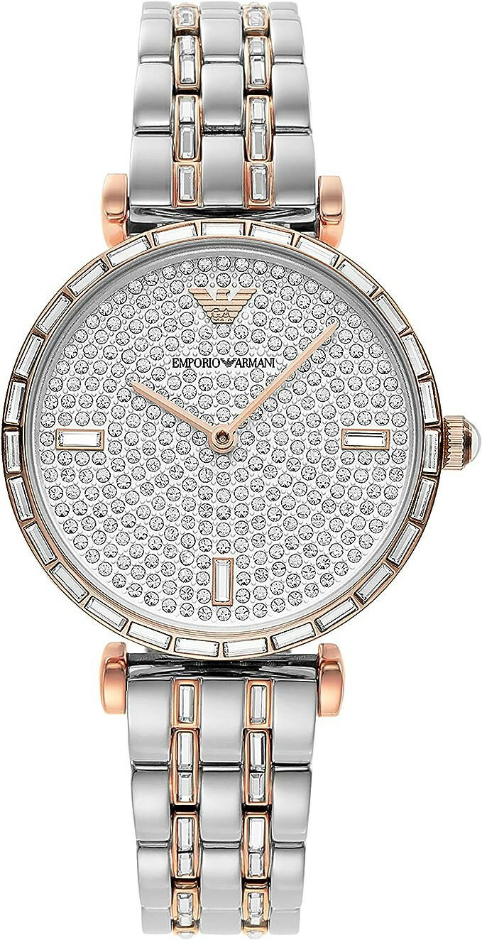 Emporio Armani Elegant Two-Tone Crystal Pave Watch.