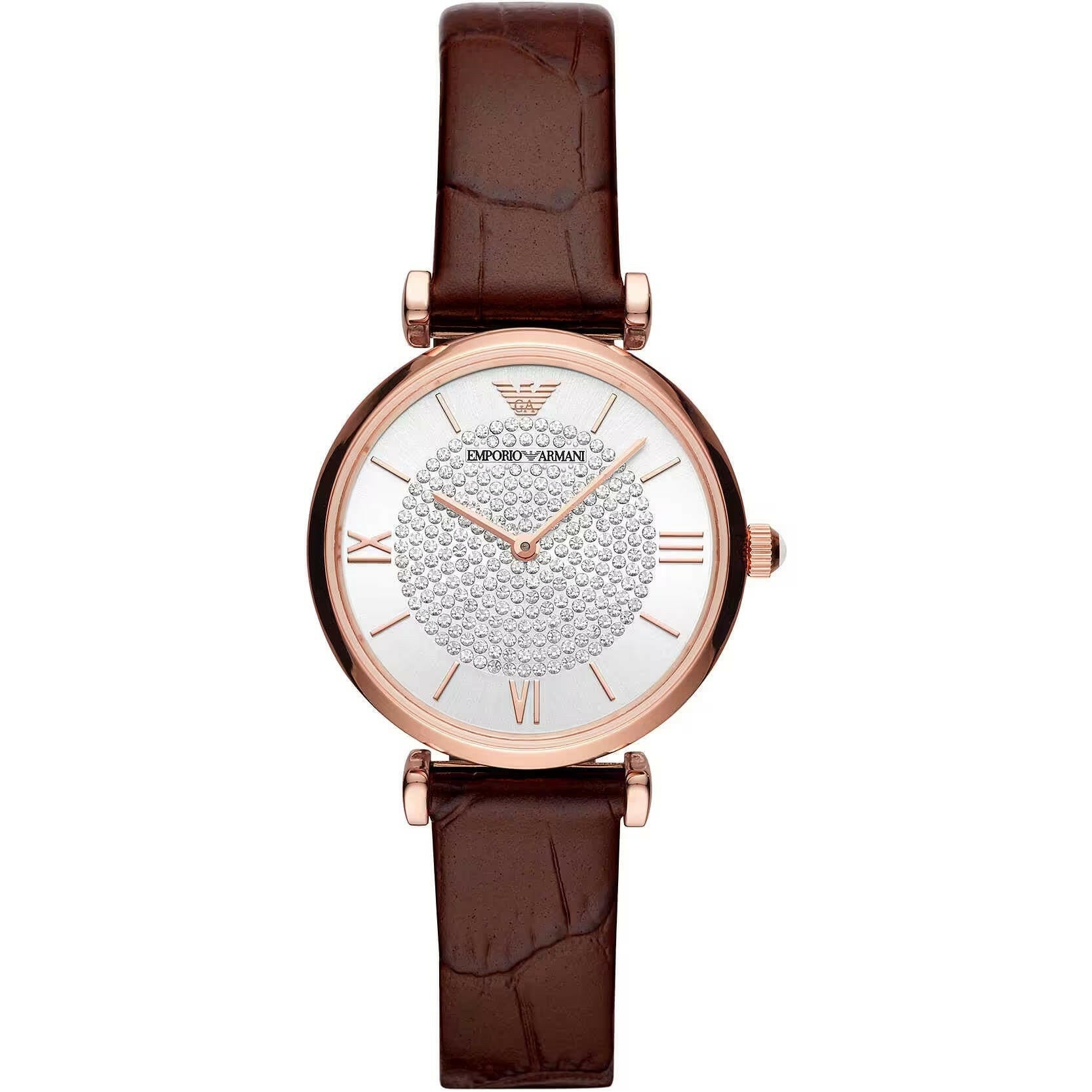 Emporio Armani Elegant Bordeaux Leather Watch for Women.
