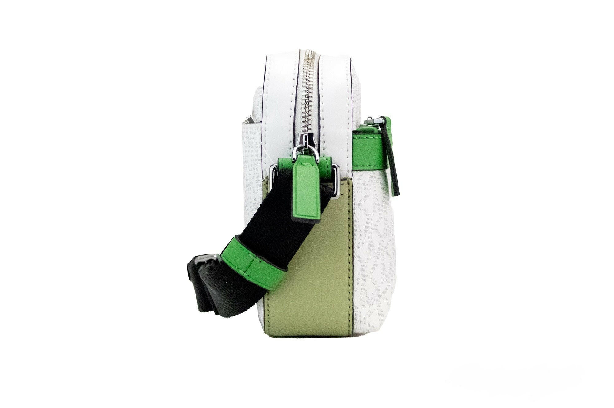 Michael Kors Cooper Small Bright White Palm Signature PVC Utility Crossbody Bag.