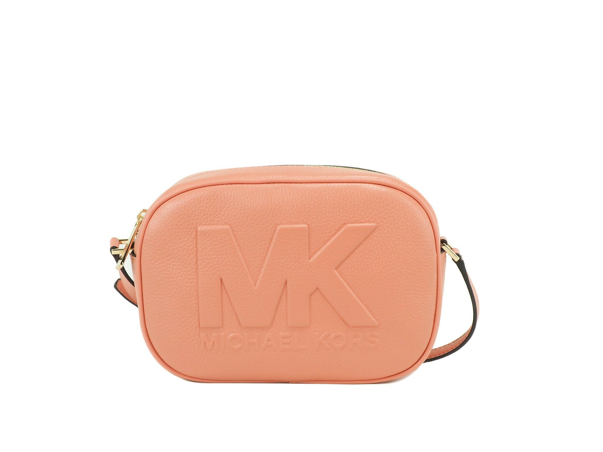 Michael Kors Jet Set Travel Medium Sherbert Leather Oval Camera Crossbody Bag.
