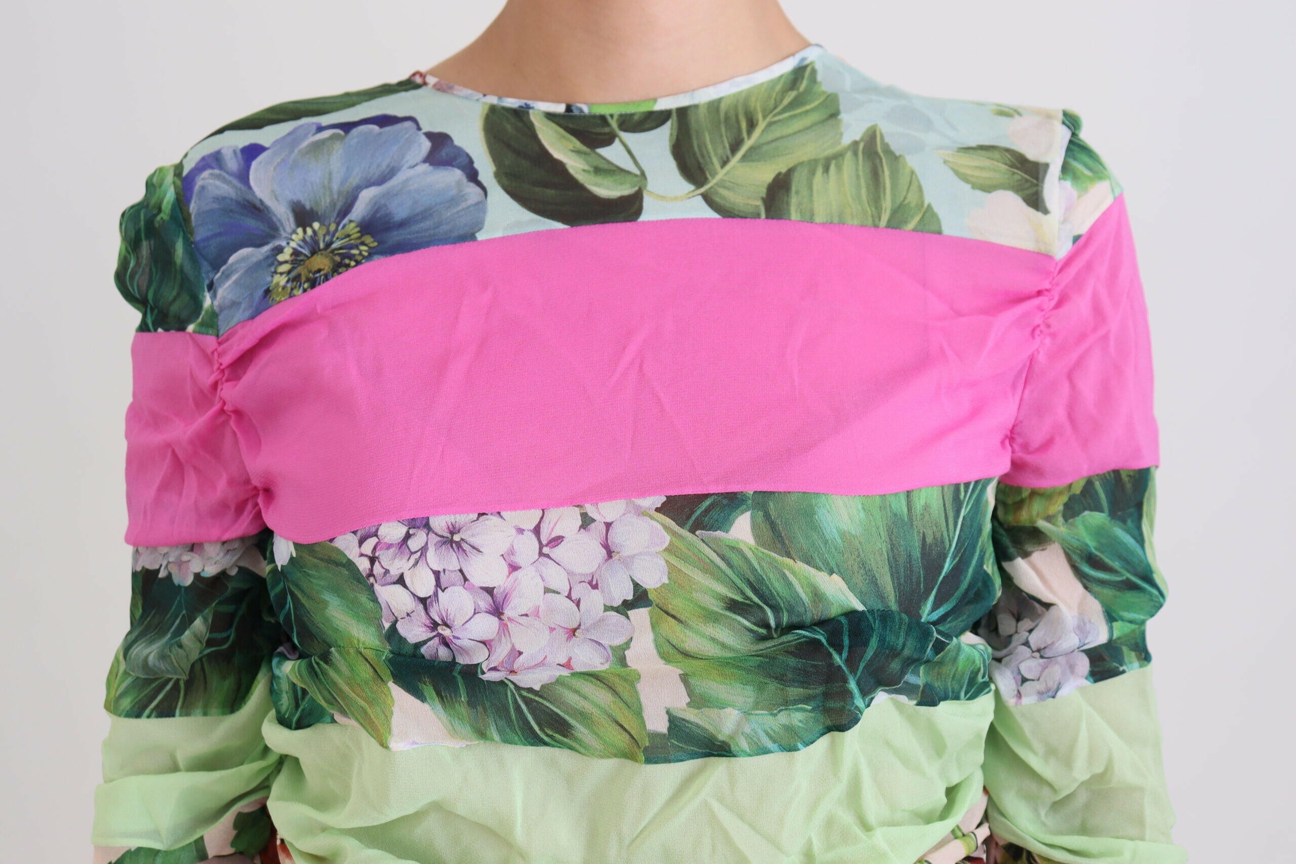 Dolce & Gabbana Multicolor Silk Floral Bodycon Sheath Dress.