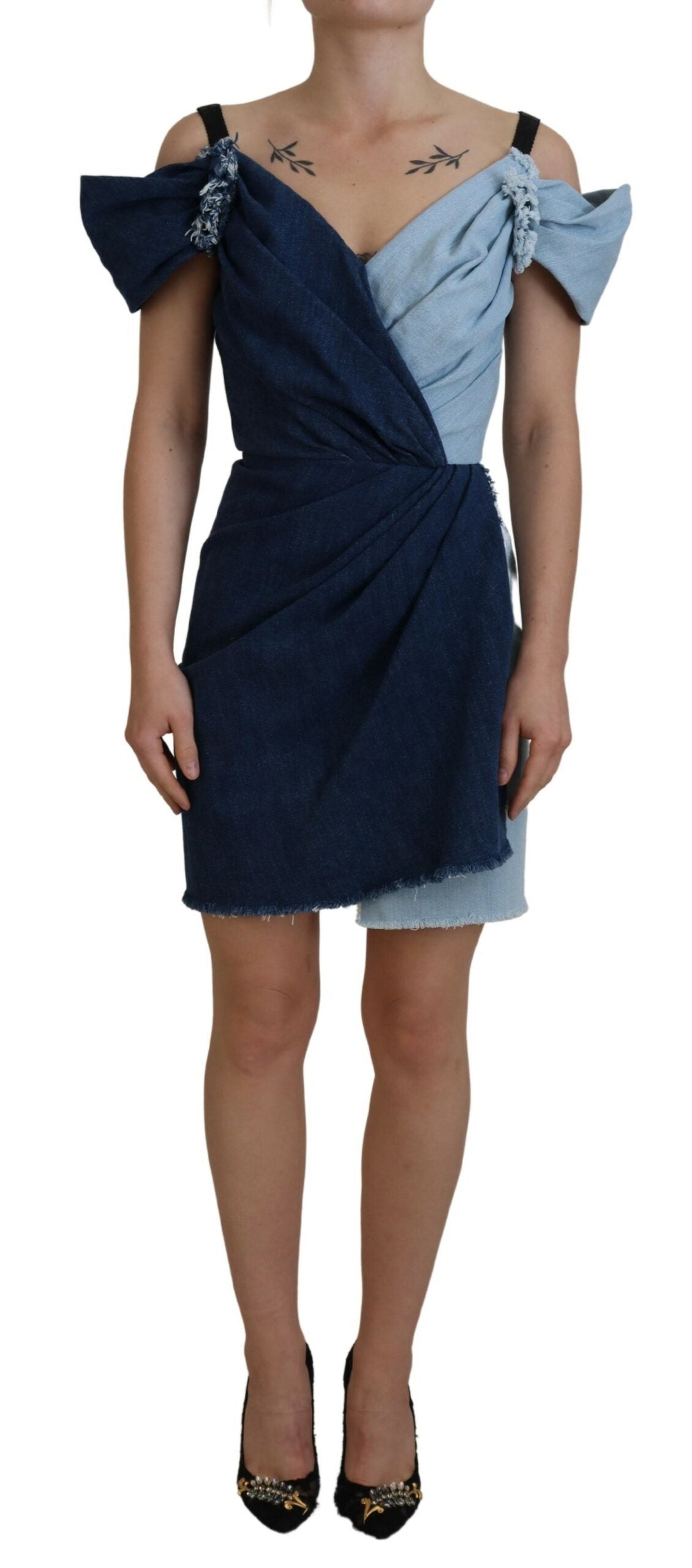 Dolce & Gabbana Two Tone Blue Patchwork Denim Mini Dress - MaraFormigone