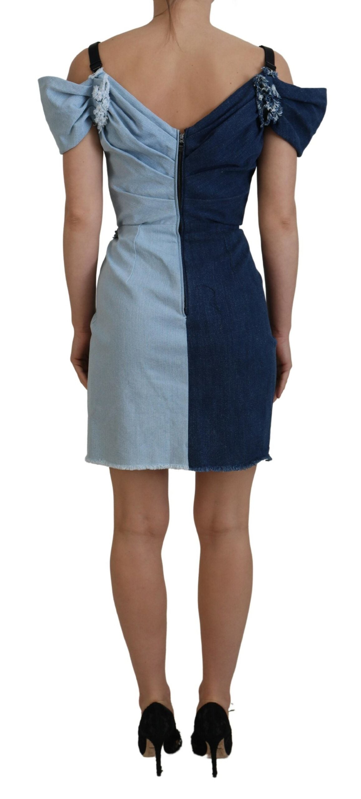 Dolce & Gabbana Two Tone Blue Patchwork Denim Mini Dress - MaraFormigone