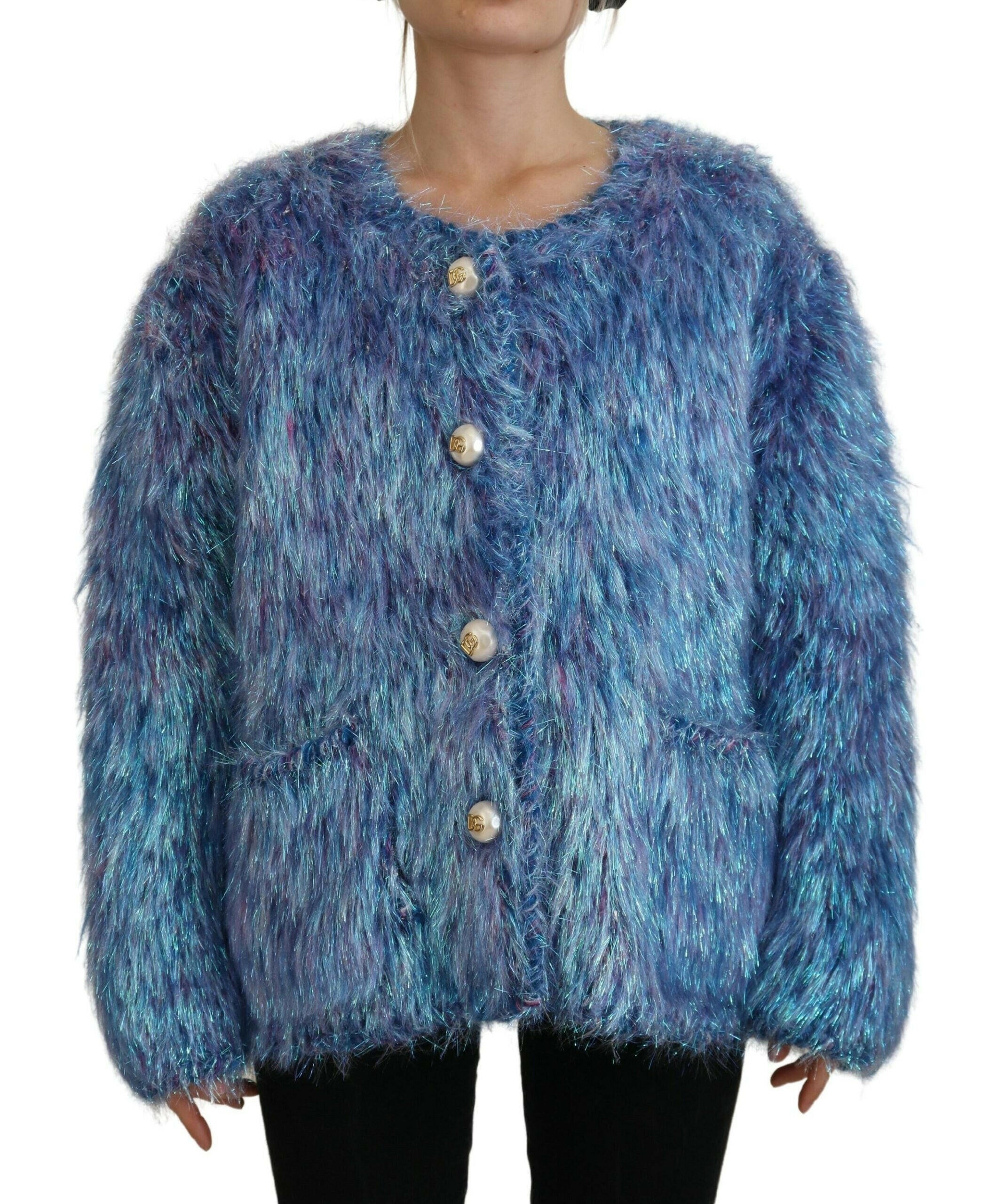 Dolce & Gabbana Multicolor Polyester Fringes Coat Jacket.