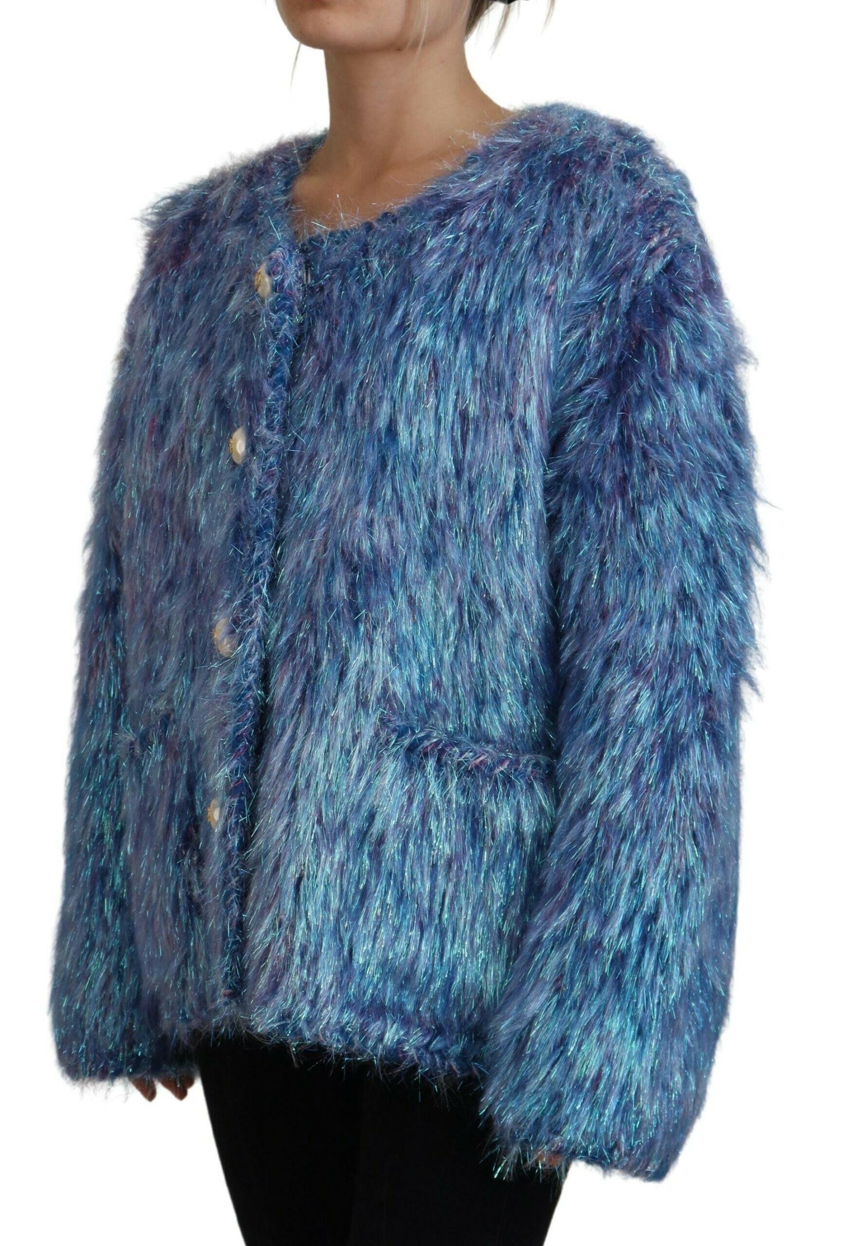 Dolce & Gabbana Multicolor Polyester Fringes Coat Jacket.