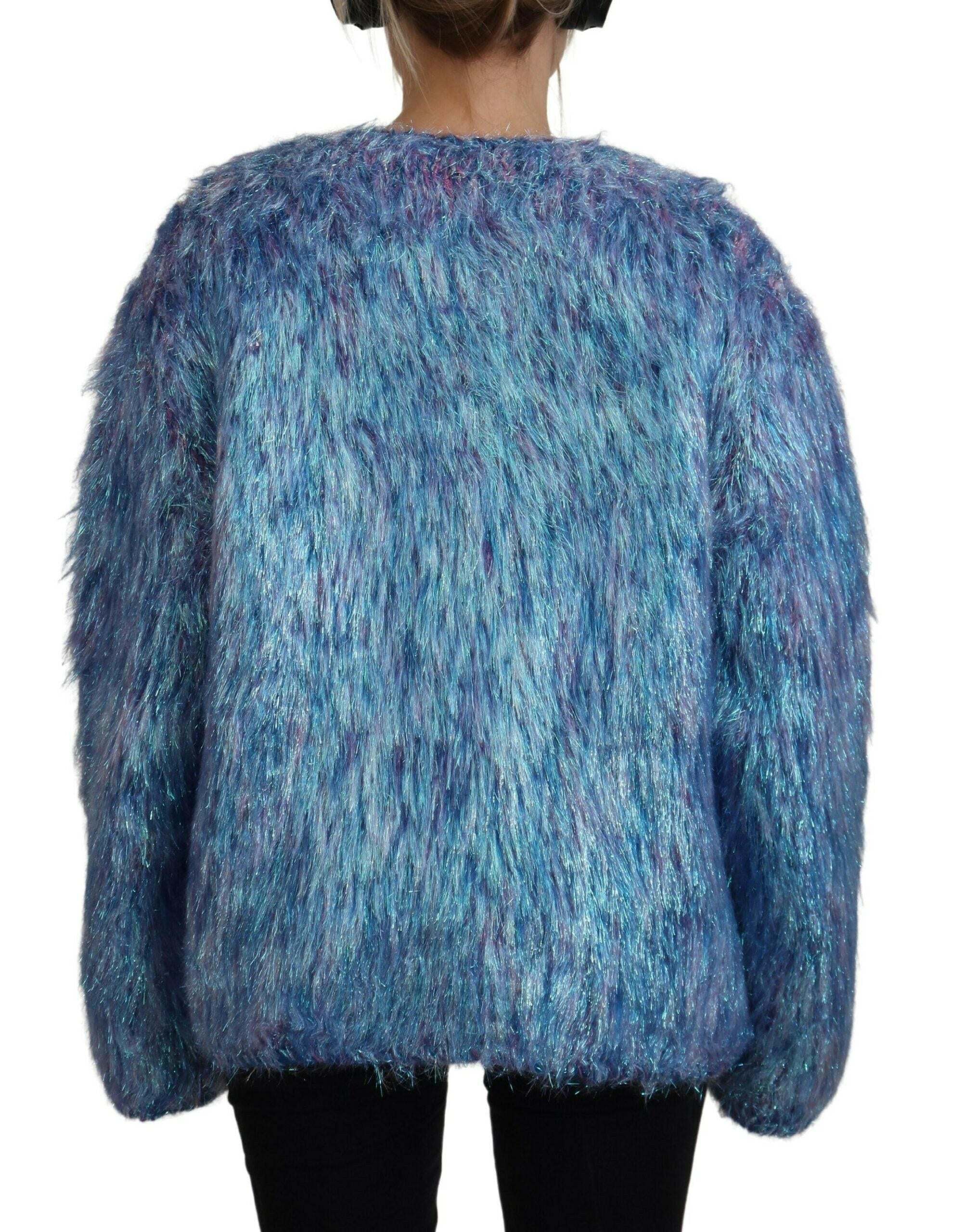 Dolce & Gabbana Multicolor Polyester Fringes Coat Jacket.