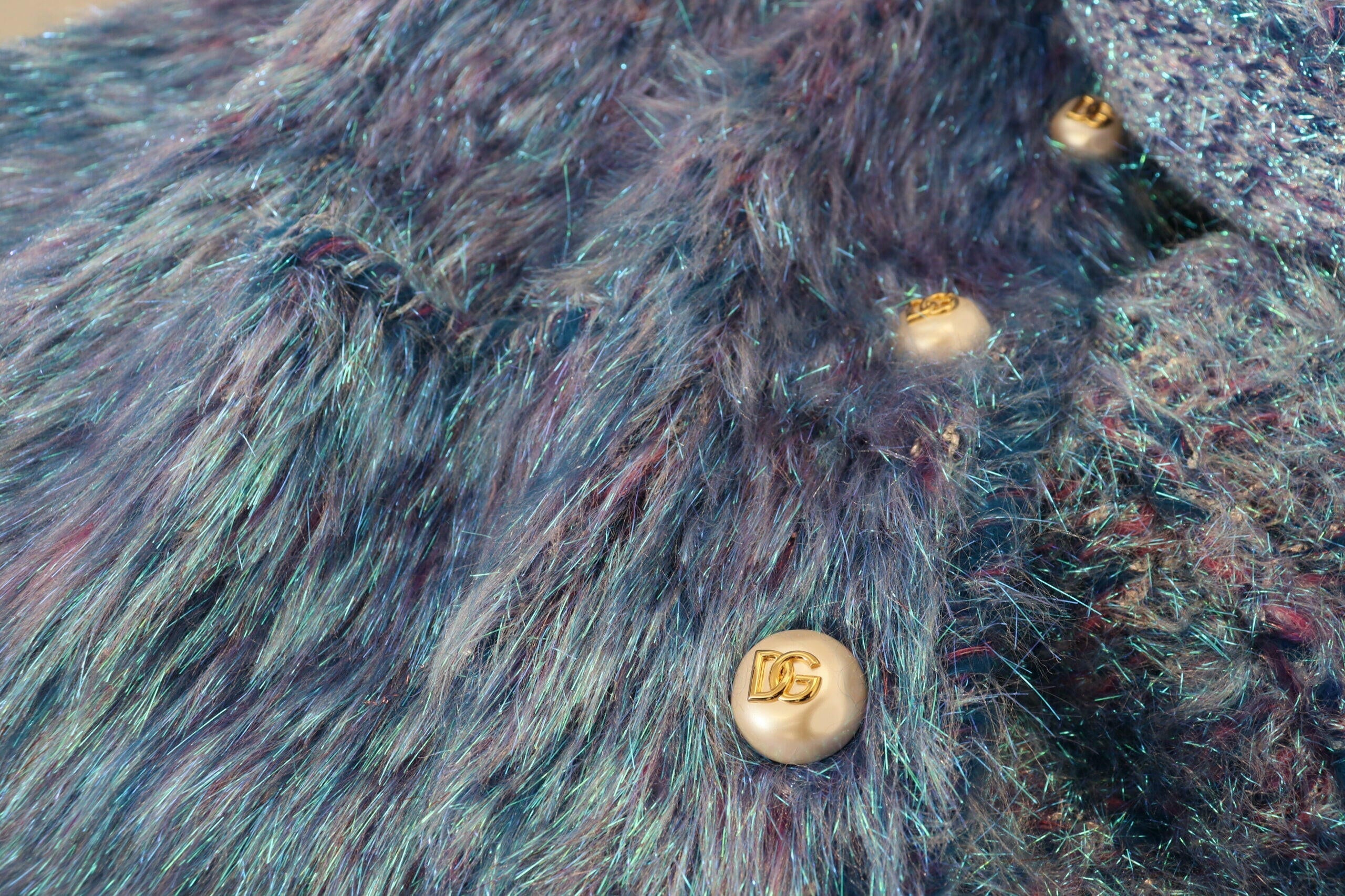 Dolce & Gabbana Multicolor Polyester Fringes Coat Jacket.