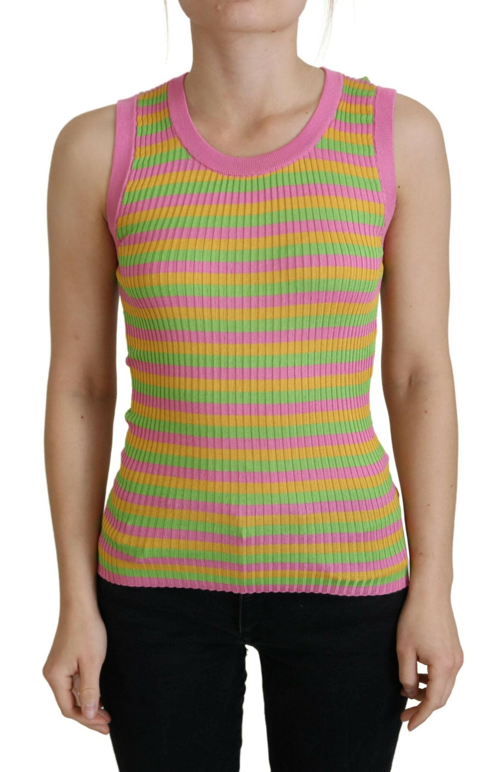 Dolce & Gabbana Multicolor Silk Vest Pullover Tank Top.
