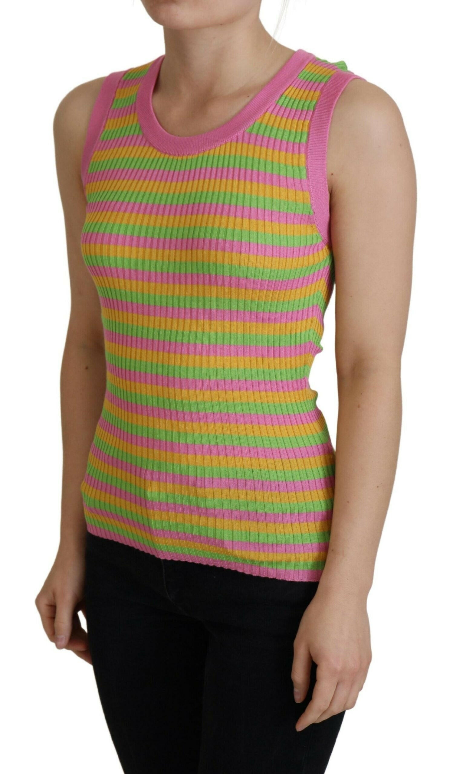Dolce & Gabbana Multicolor Silk Vest Pullover Tank Top.