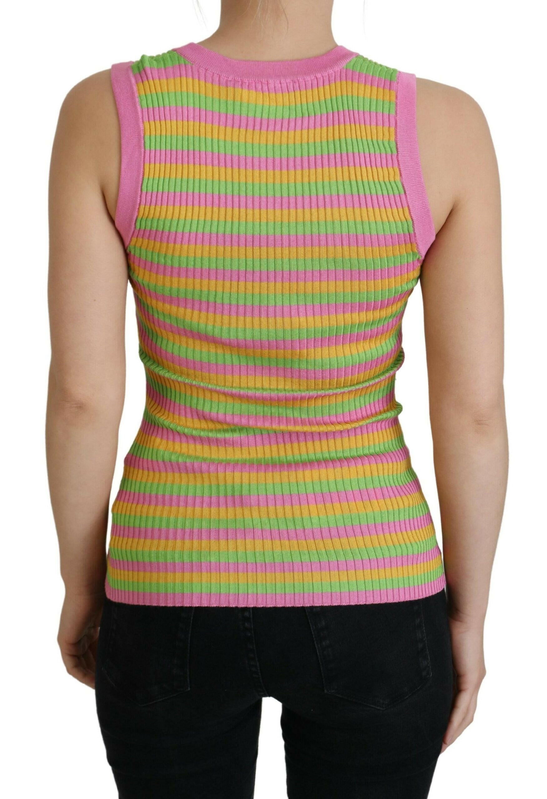 Dolce & Gabbana Multicolor Silk Vest Pullover Tank Top.