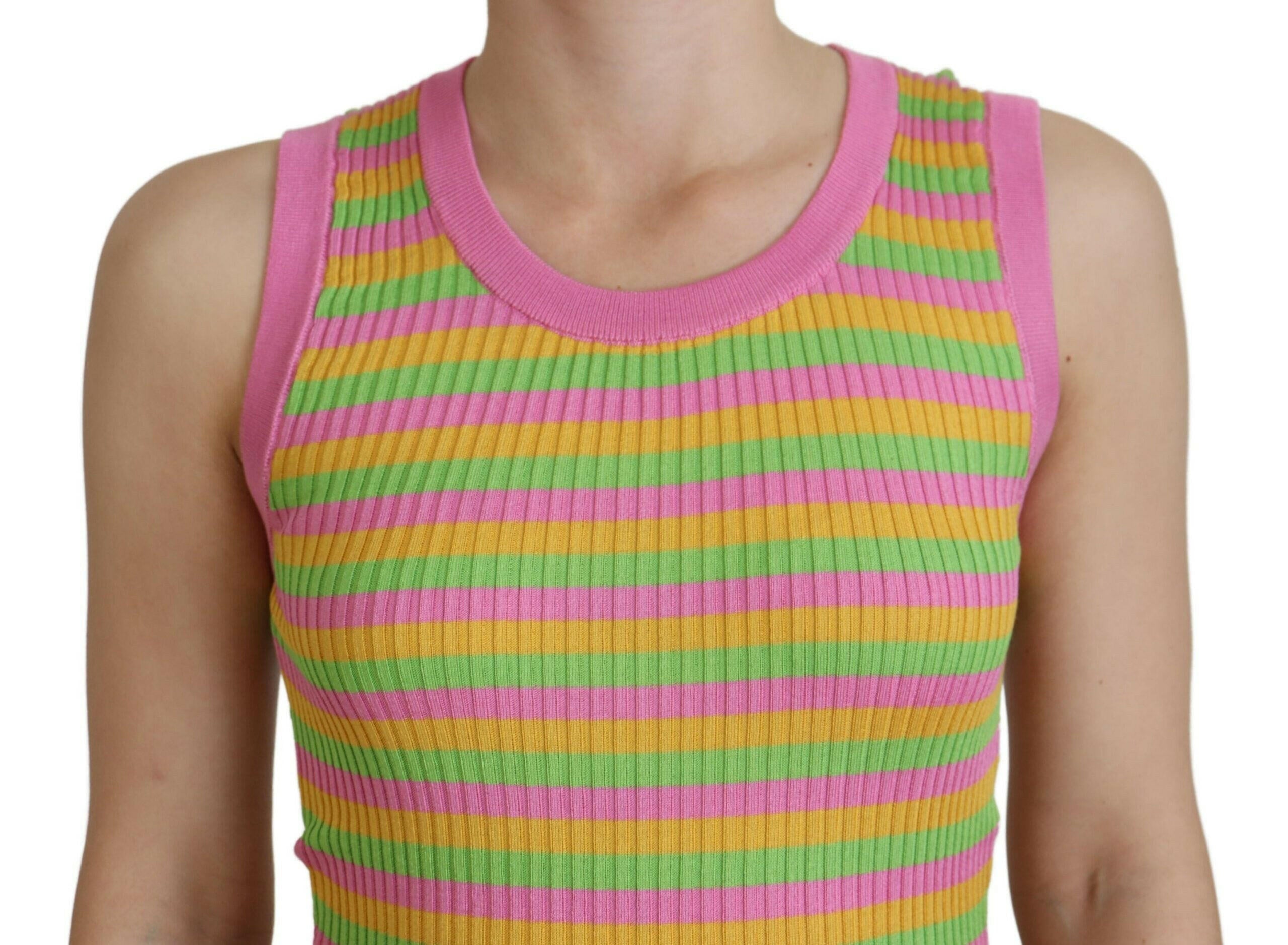 Dolce & Gabbana Multicolor Silk Vest Pullover Tank Top.