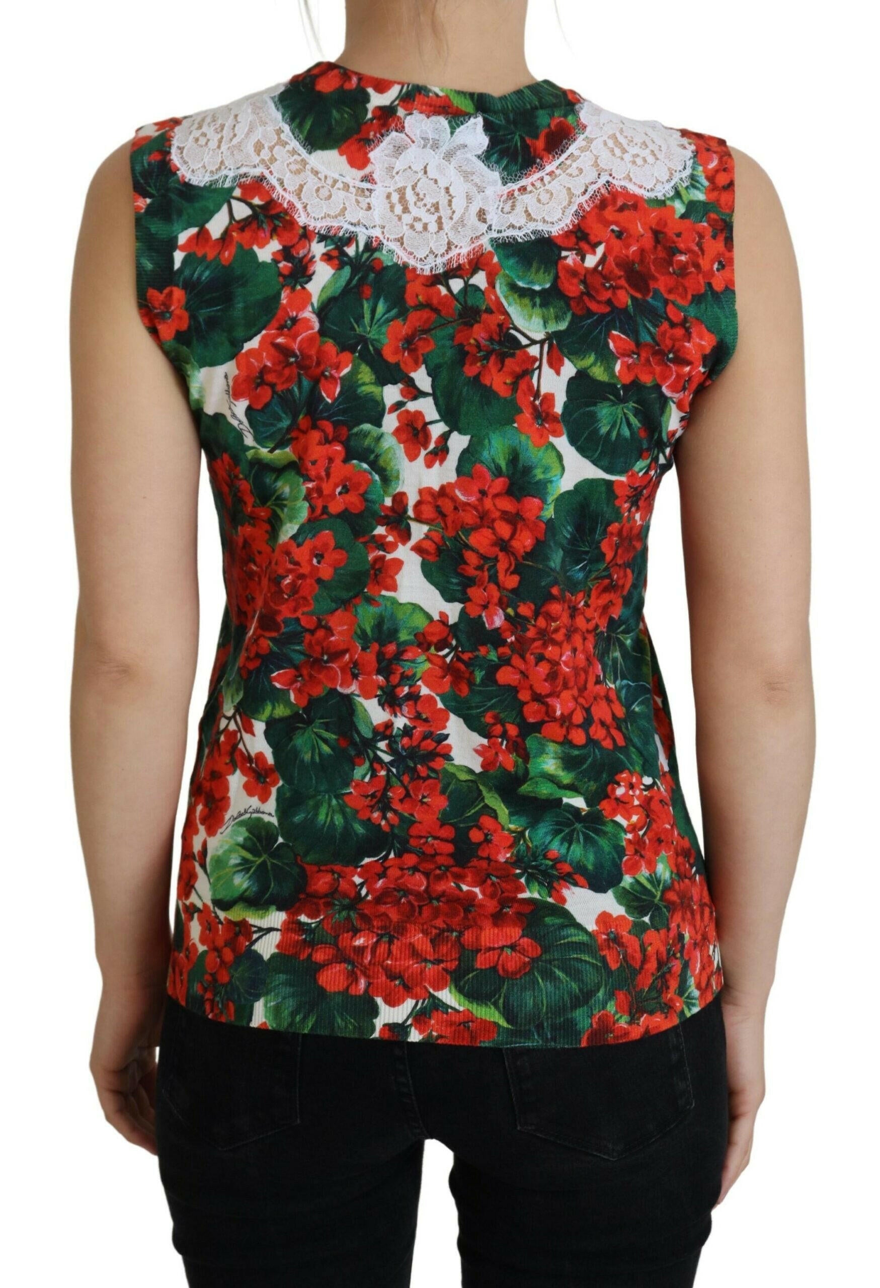 Dolce & Gabbana White Floral Wool Lace Vest Tank Top.