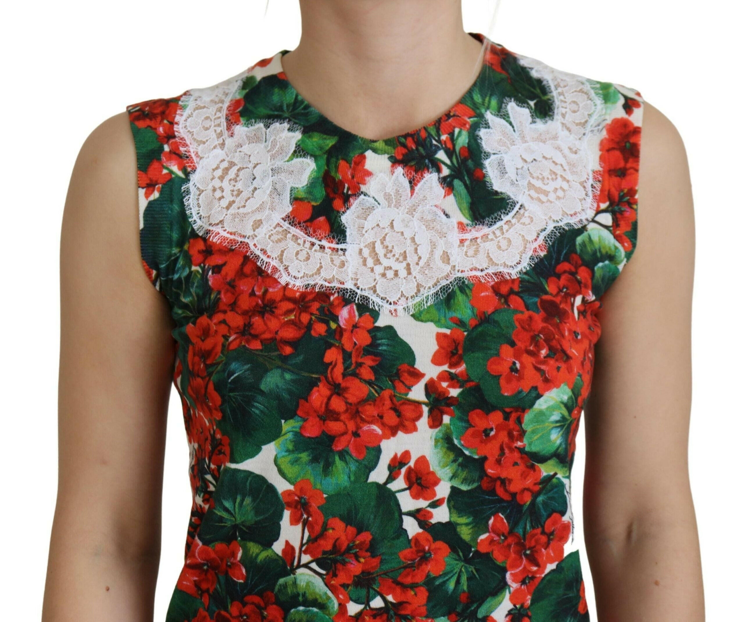Dolce & Gabbana White Floral Wool Lace Vest Tank Top.