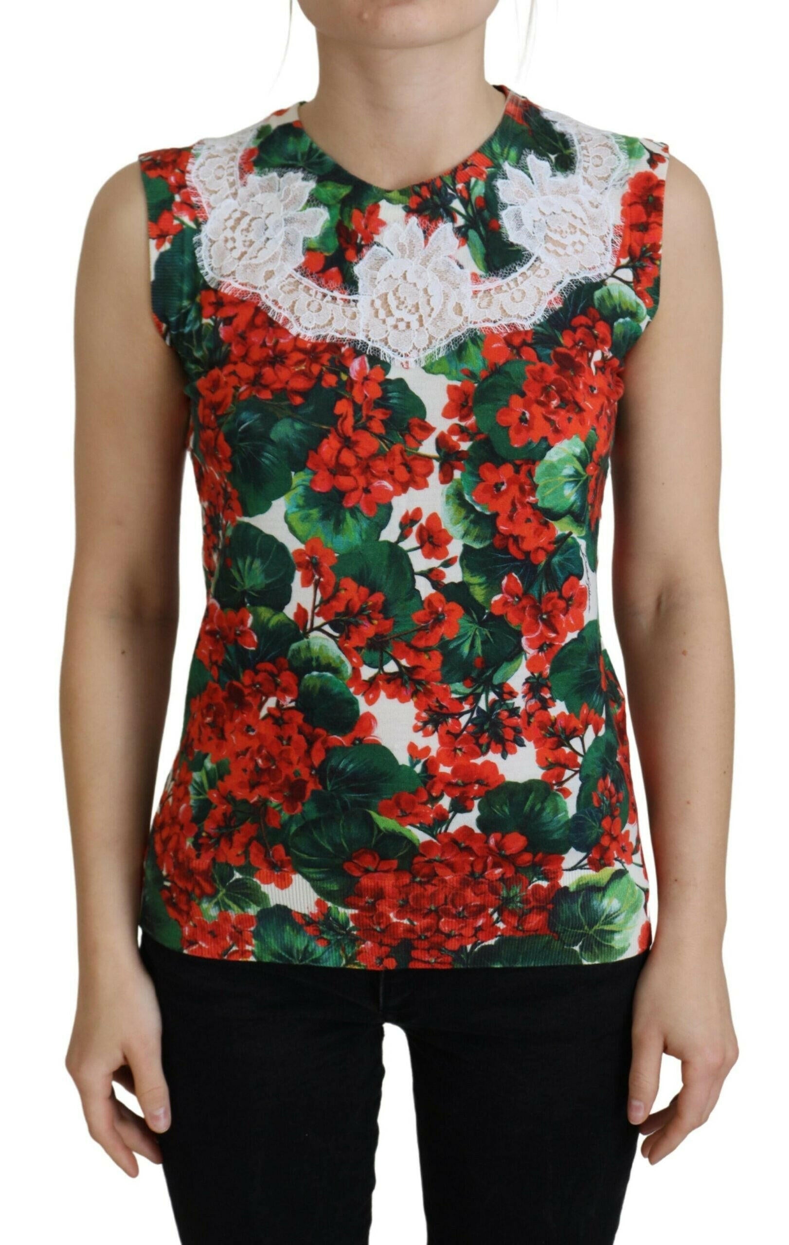 Dolce & Gabbana White Floral Wool Lace Vest Tank Top.