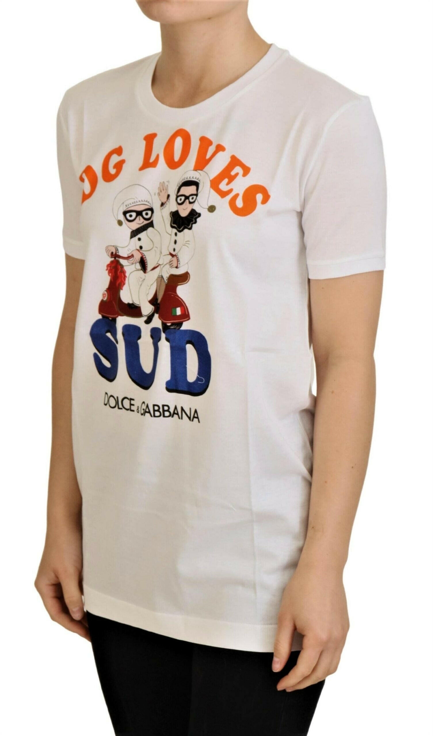 Dolce & Gabbana White Cotton DG Loves SUD  T-shirt.