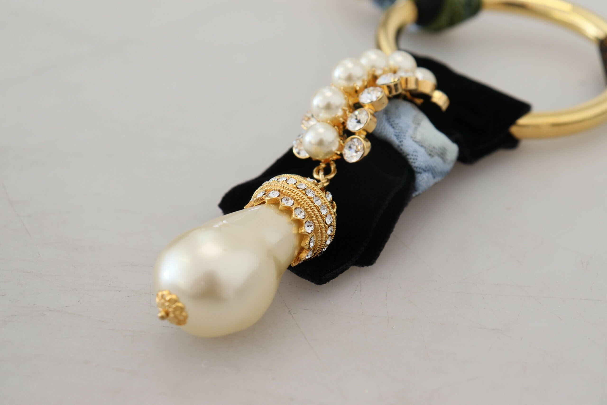 Dolce & Gabbana Gold Brass Sicily Crystal Robe Statement Necklace.