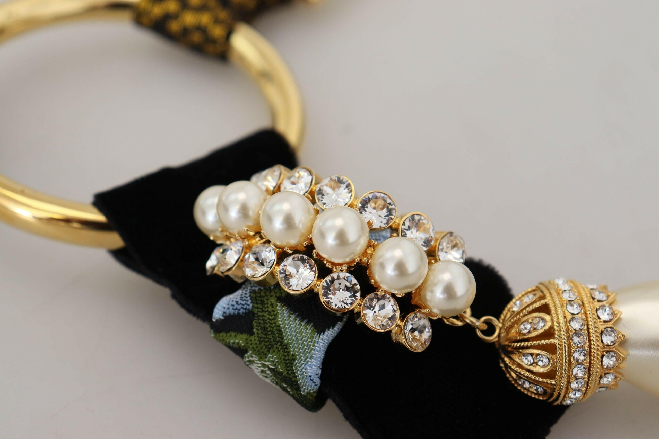 Dolce & Gabbana Gold Brass Sicily Crystal Robe Statement Necklace.