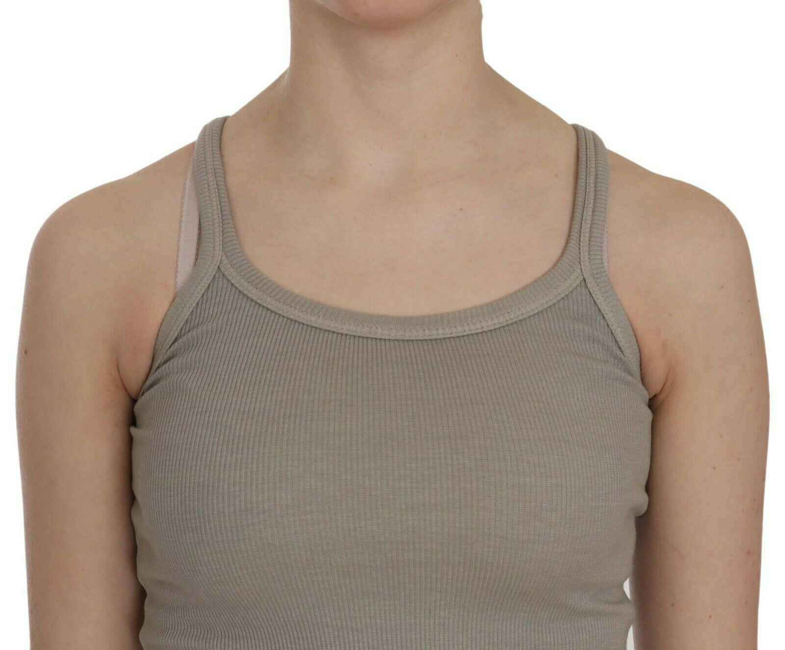 PINK MEMORIES Beige Sleeveless Spaghetti Strap Tank Blouse.