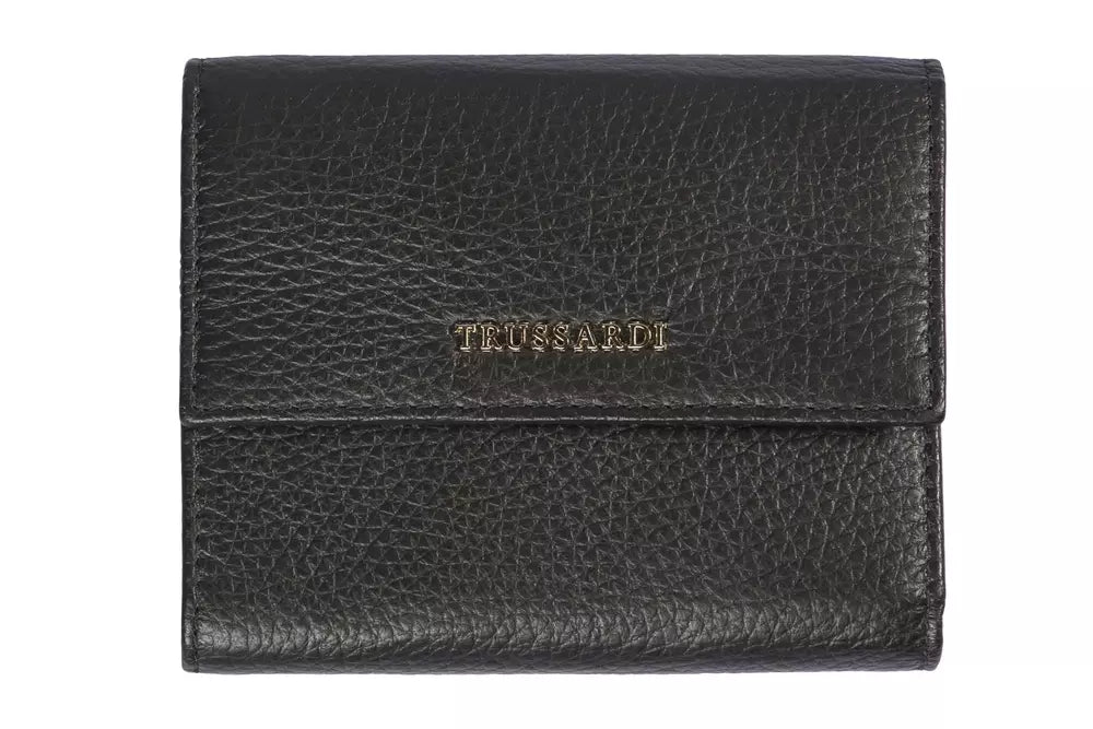Trussardi Black Leather Women Wallet.