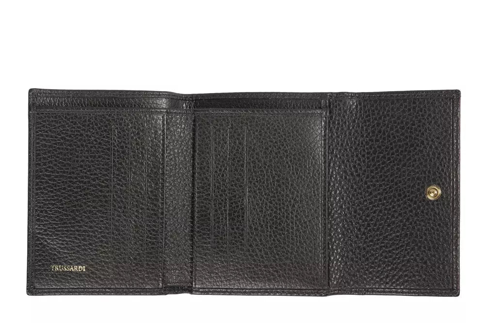 Trussardi Black Leather Women Wallet.