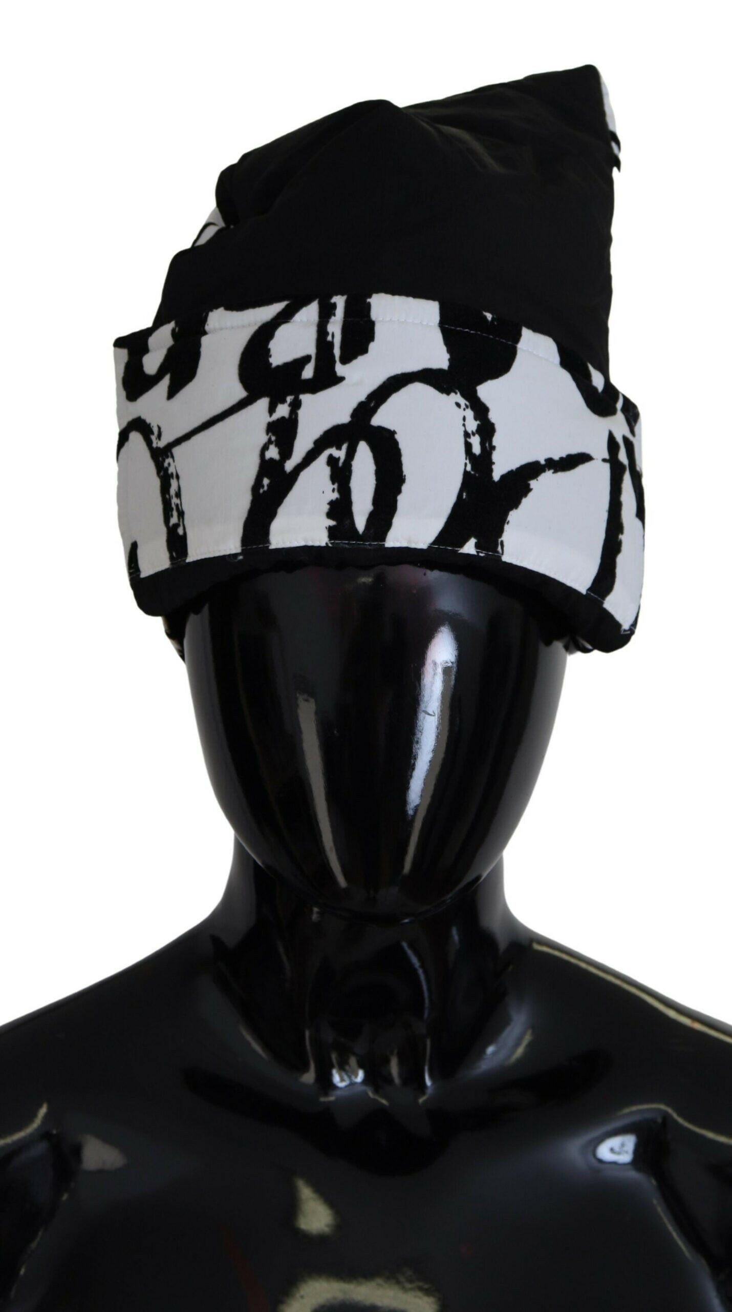 Dolce & Gabbana White Printed Nylon Women Winter Beanie Cap Hat.