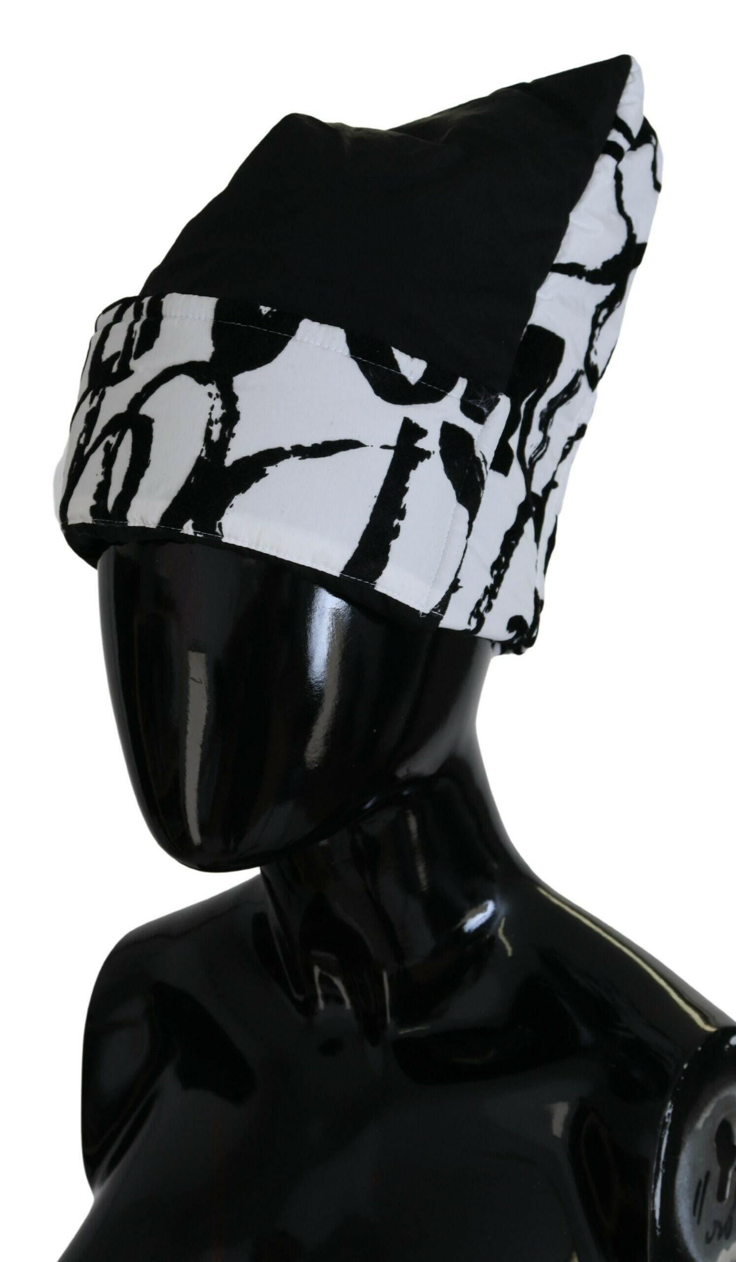 Dolce & Gabbana White Printed Nylon Women Winter Beanie Cap Hat.