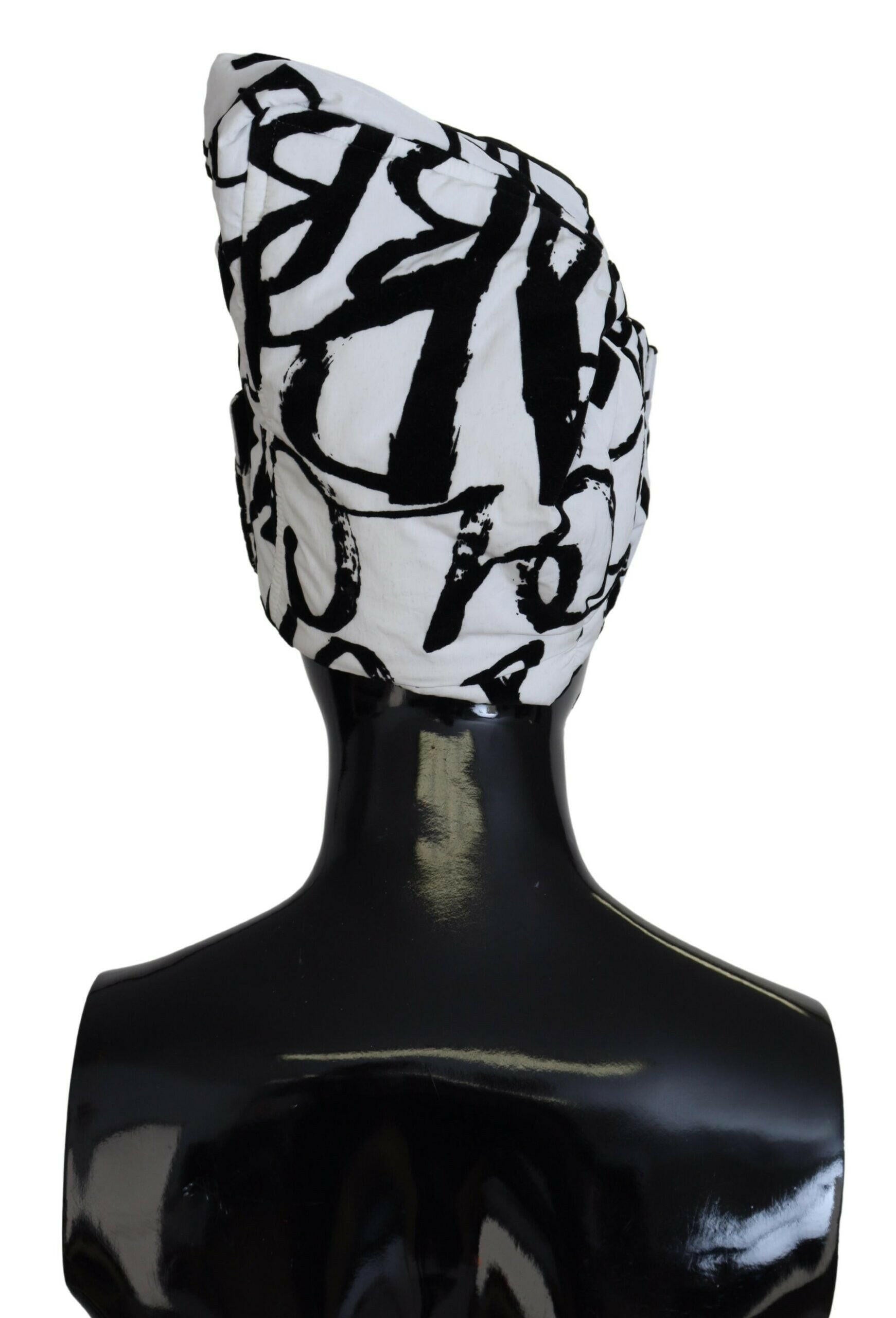 Dolce & Gabbana White Printed Nylon Women Winter Beanie Cap Hat.