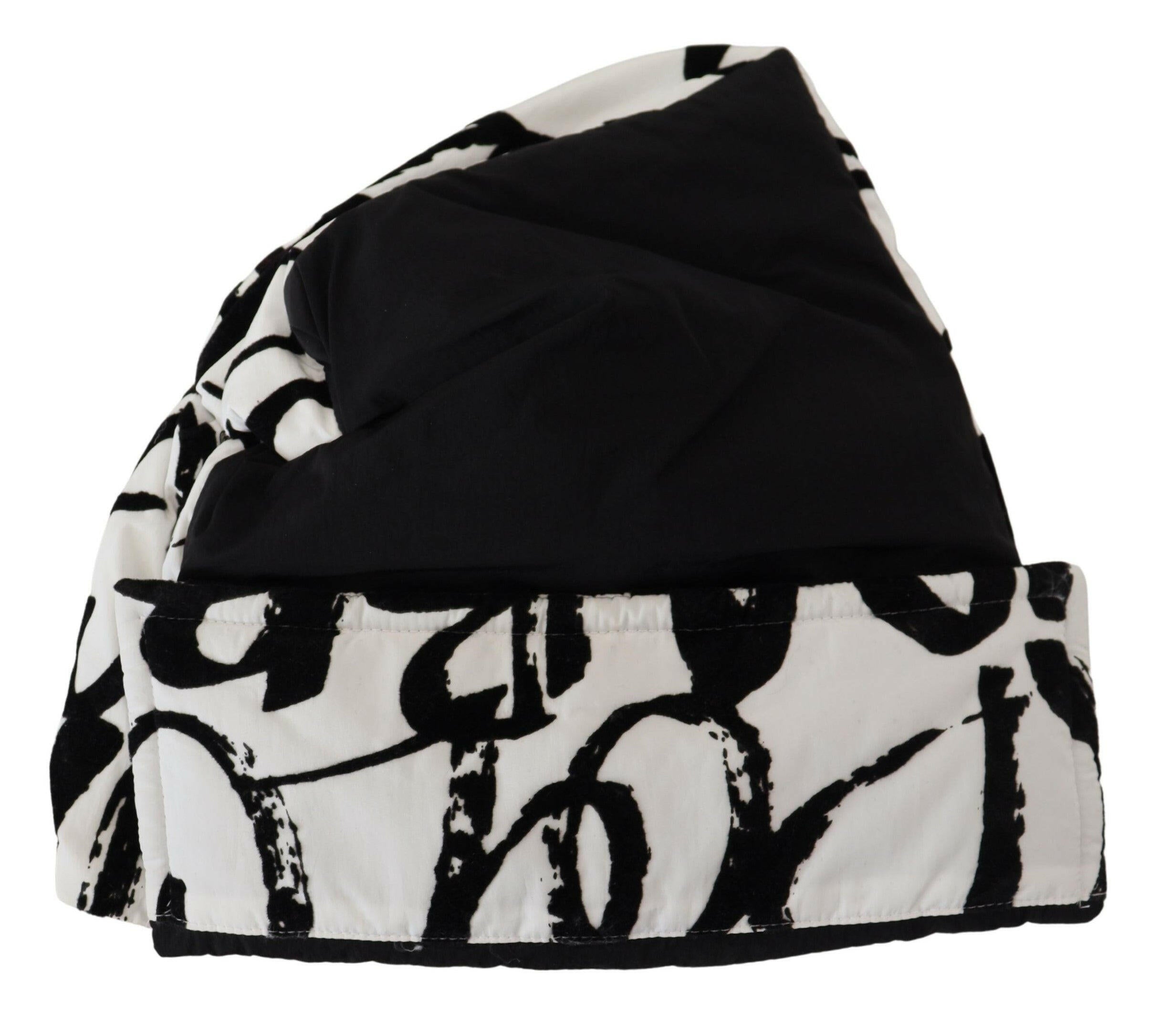 Dolce & Gabbana White Printed Nylon Women Winter Beanie Cap Hat.