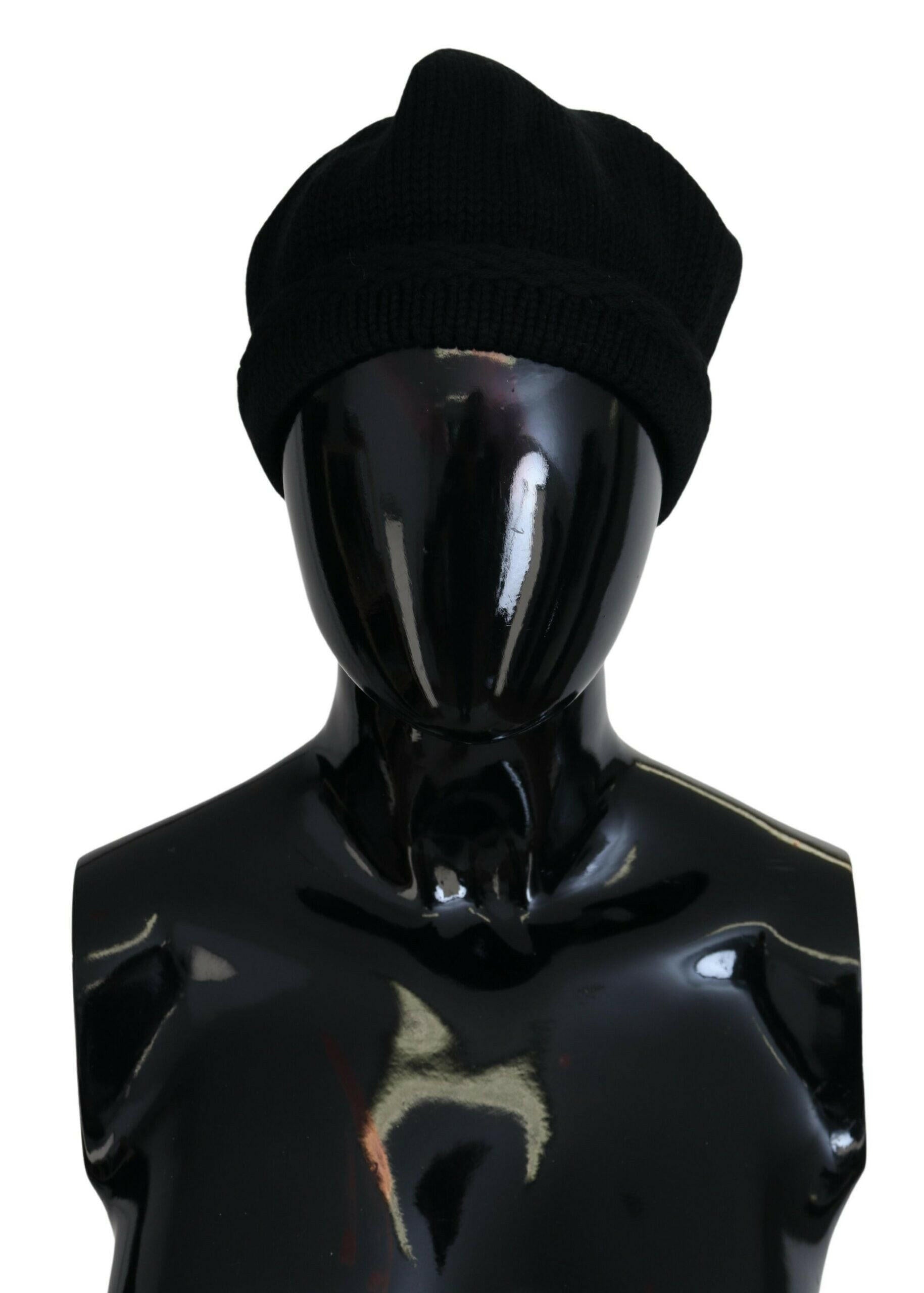 Dolce & Gabbana Black Virgin Wool Women Winter Beanie Cap Hat.