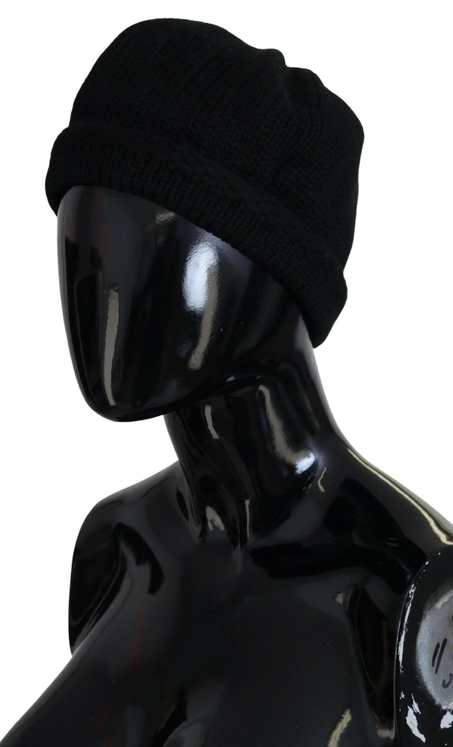 Dolce & Gabbana Black Virgin Wool Women Winter Beanie Cap Hat.