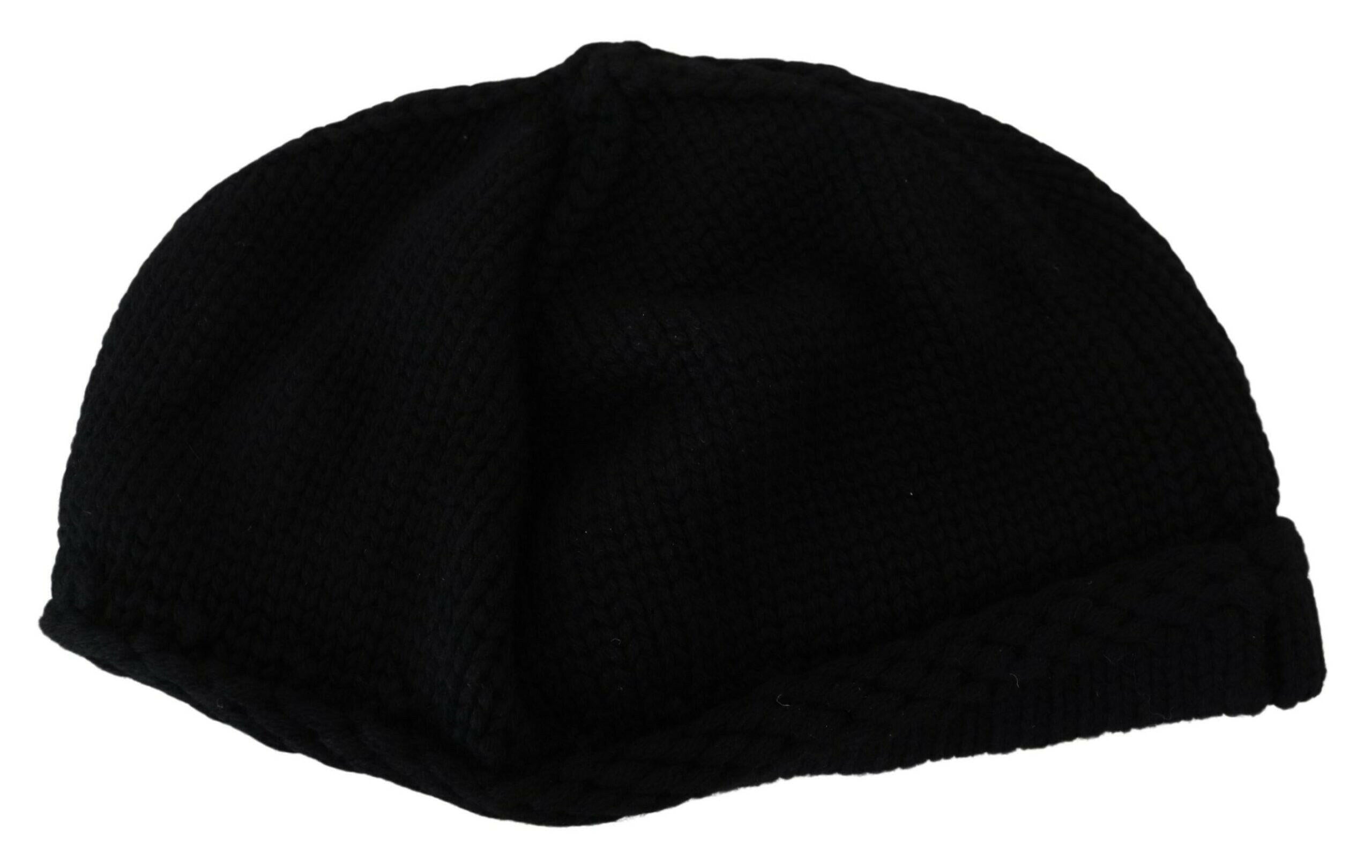 Dolce & Gabbana Black Virgin Wool Women Winter Beanie Cap Hat.
