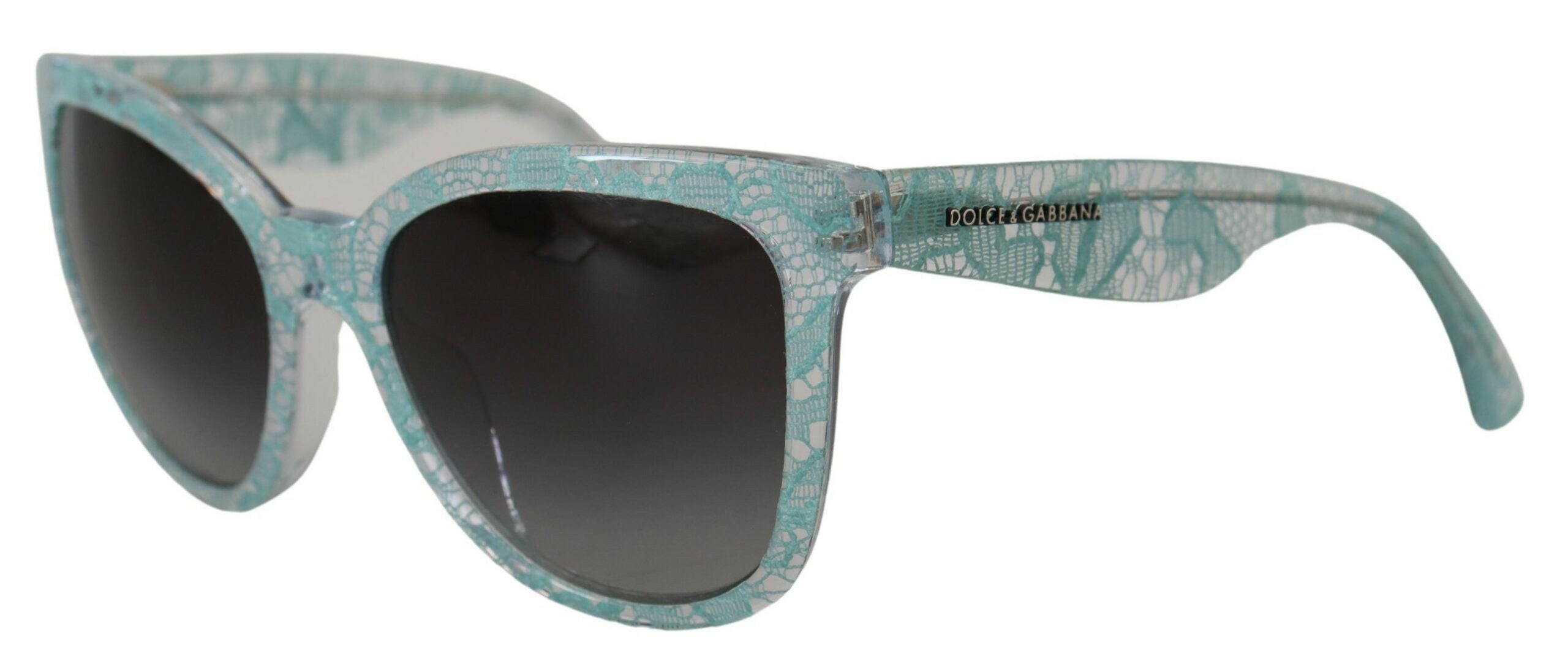 Dolce & Gabbana Blue DG4190 Lace Crystal Acetate Butterfly Sunglasses.