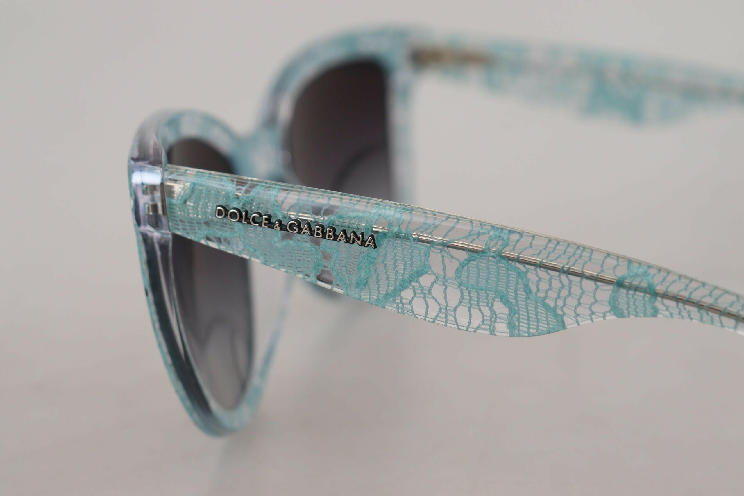 Dolce & Gabbana Blue DG4190 Lace Crystal Acetate Butterfly Sunglasses.