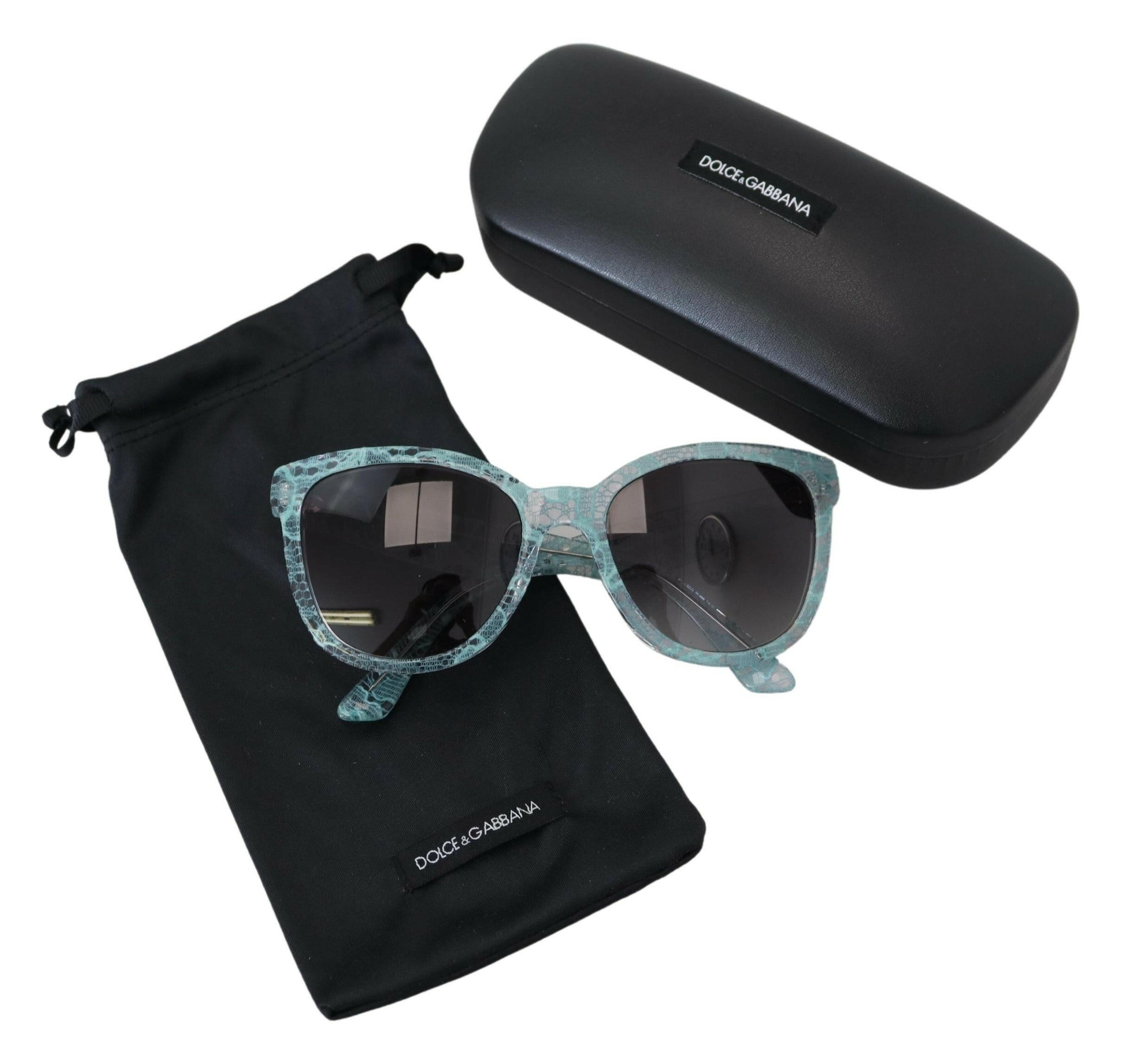 Dolce & Gabbana Blue DG4190 Lace Crystal Acetate Butterfly Sunglasses.