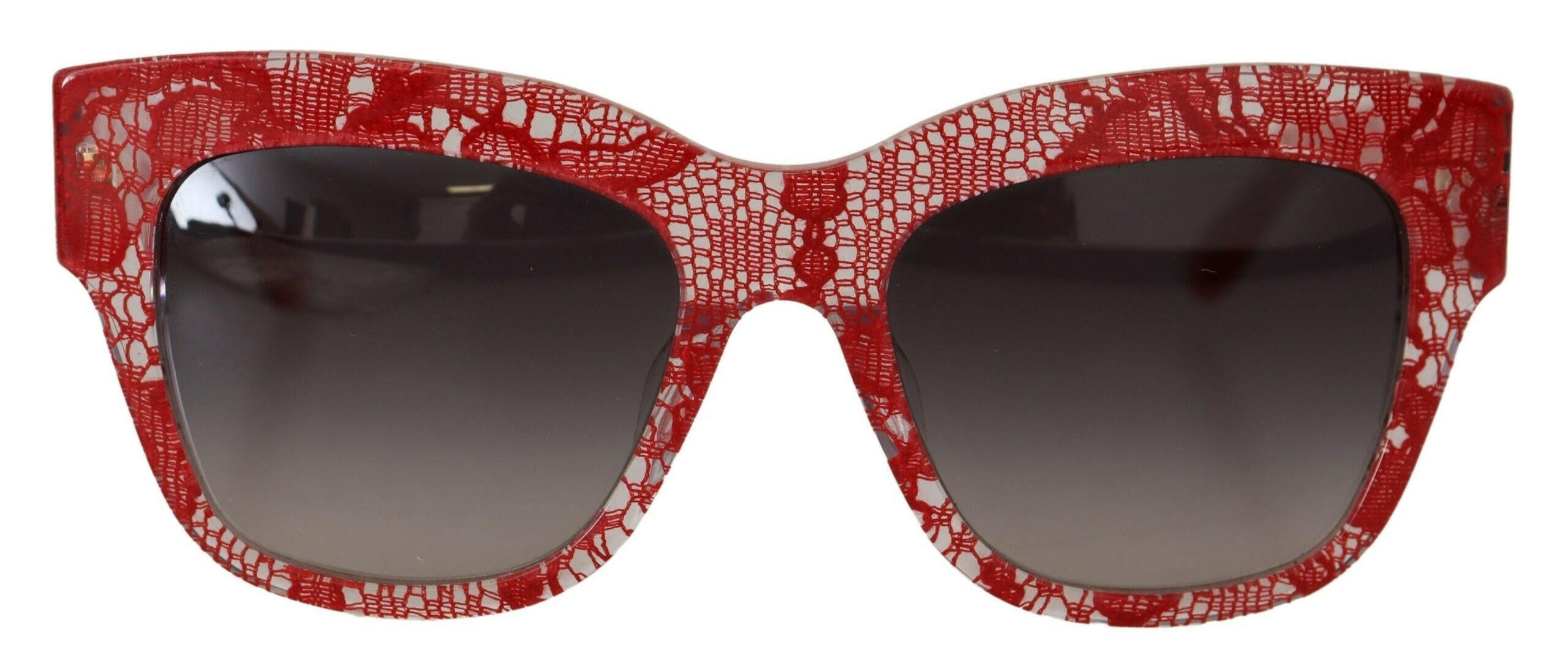 Dolce & Gabbana Red DG4231F Lace Acetate Rectangle Shades Sunglasses.