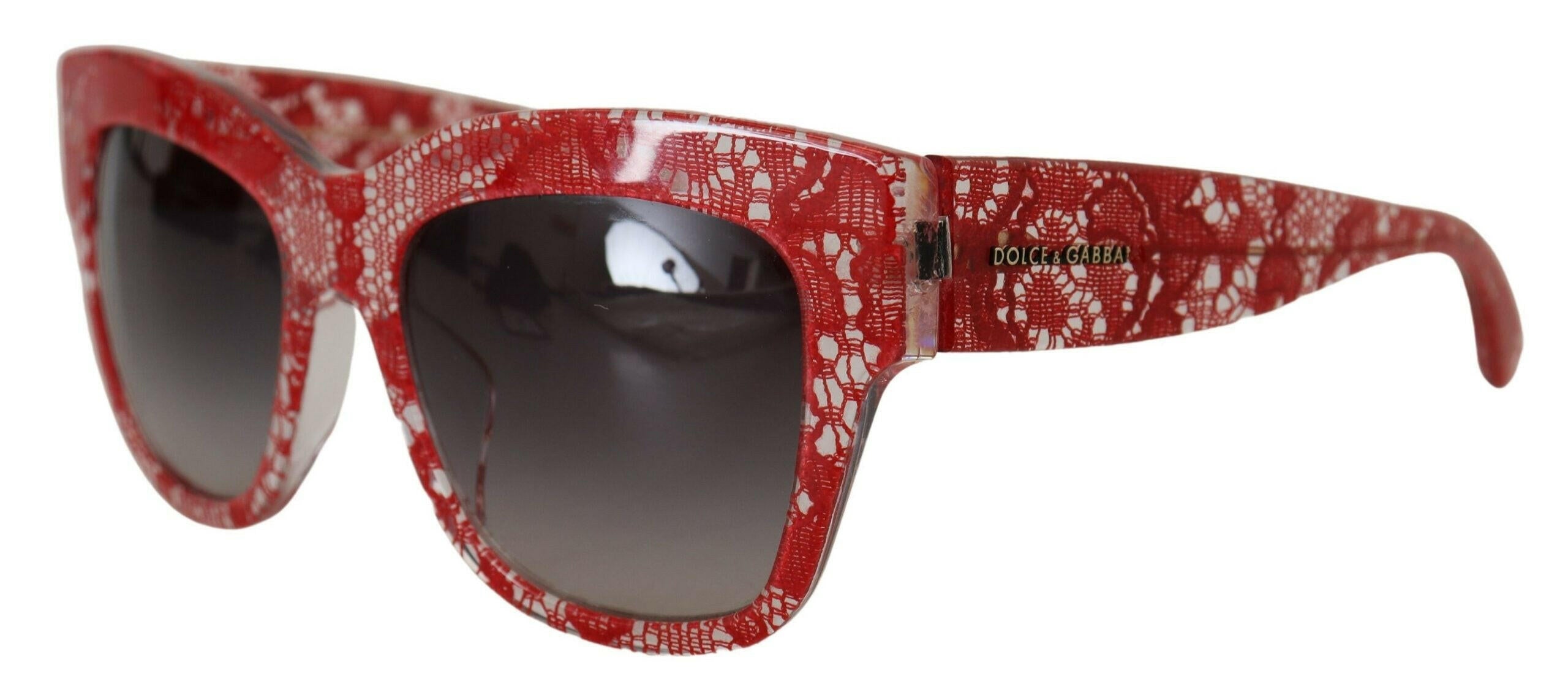 Dolce & Gabbana Red DG4231F Lace Acetate Rectangle Shades Sunglasses.