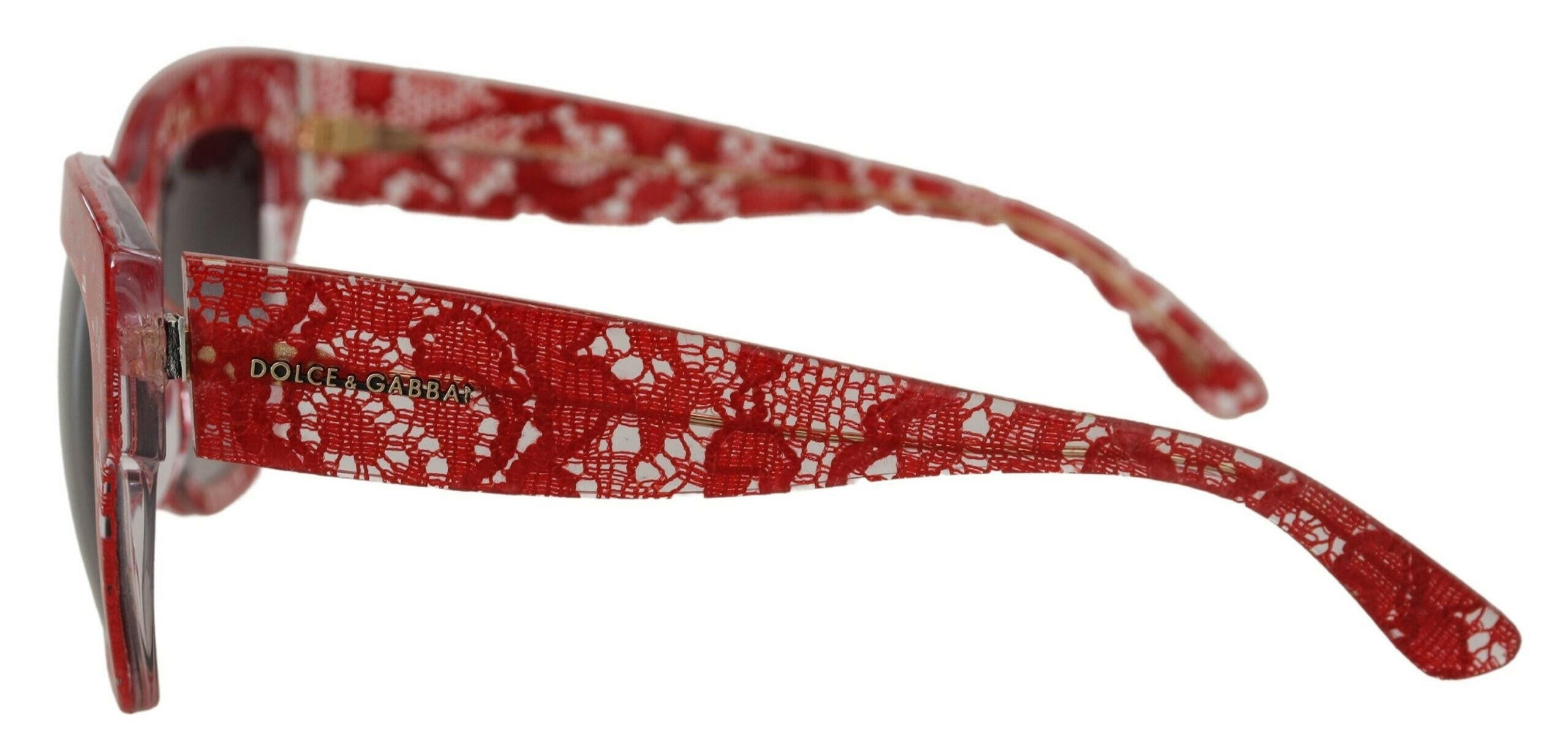 Dolce & Gabbana Red DG4231F Lace Acetate Rectangle Shades Sunglasses.