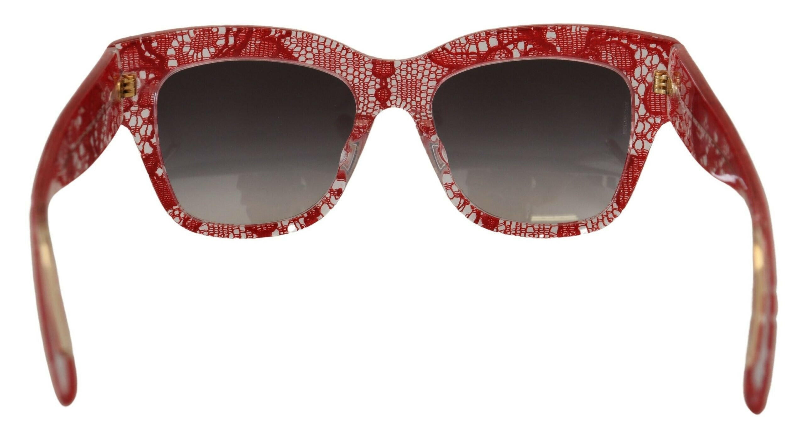 Dolce & Gabbana Red DG4231F Lace Acetate Rectangle Shades Sunglasses.