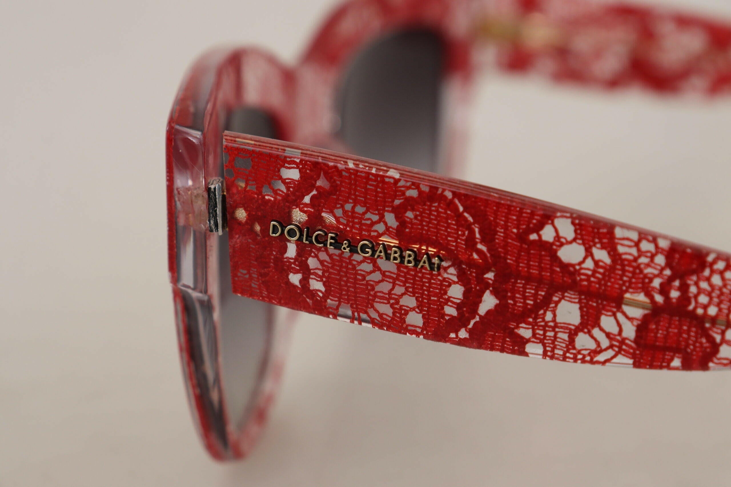 Dolce & Gabbana Red DG4231F Lace Acetate Rectangle Shades Sunglasses.