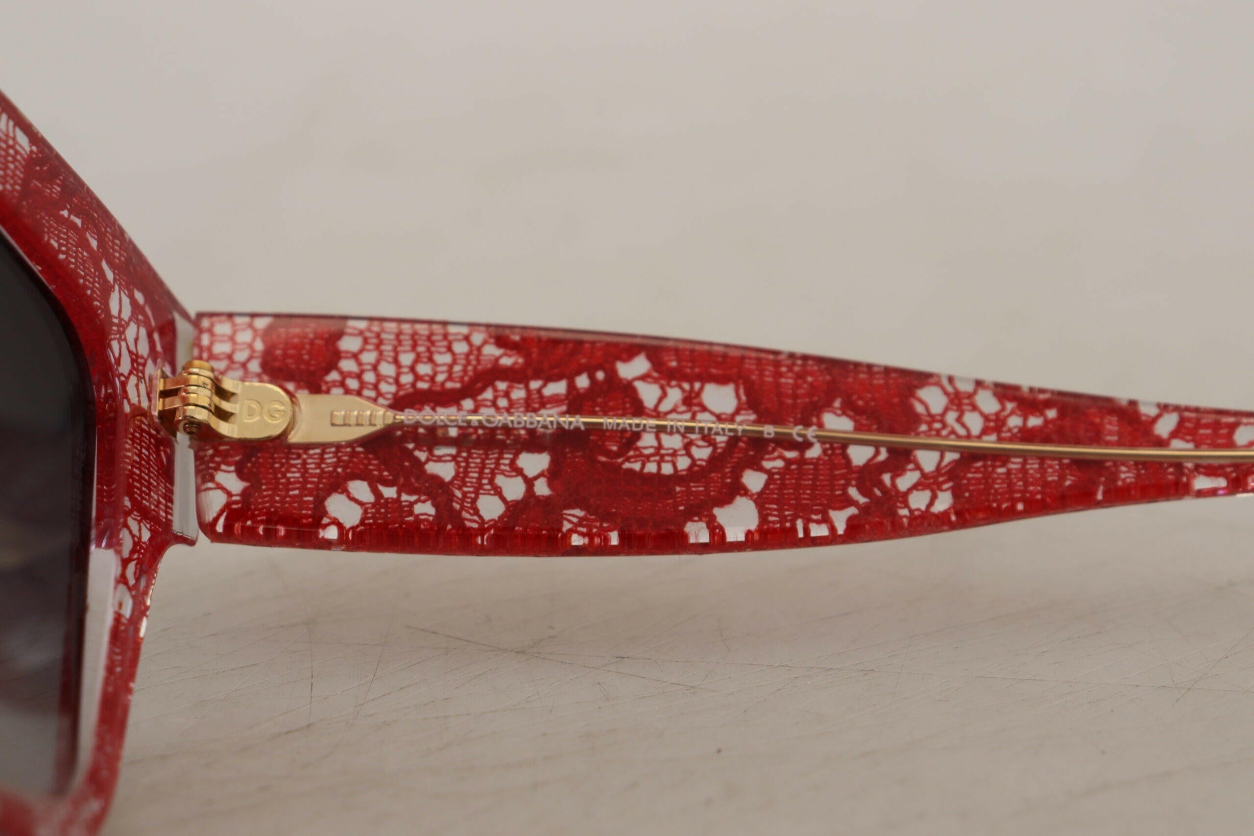 Dolce & Gabbana Red DG4231F Lace Acetate Rectangle Shades Sunglasses.