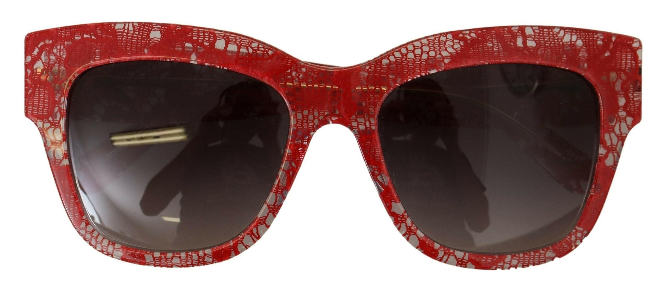 Dolce & Gabbana Red DG4231F Lace Acetate Rectangle Shades Sunglasses.