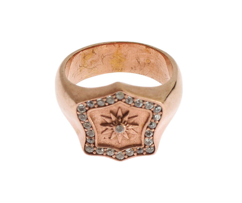 Nialaya Pink Gold 925 Silver Authentic Clear Ring.