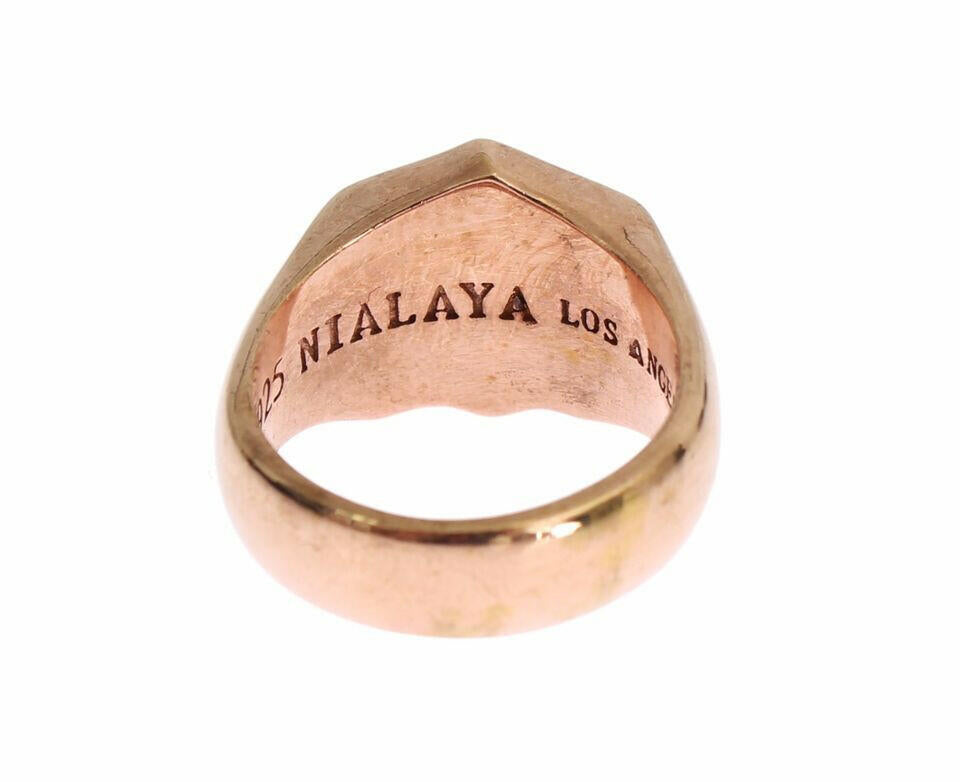 Nialaya Pink Gold 925 Silver Authentic Clear Ring.