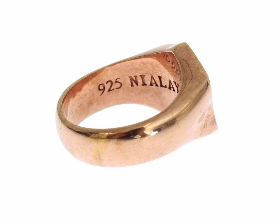 Nialaya Pink Gold 925 Silver Authentic Clear Ring.