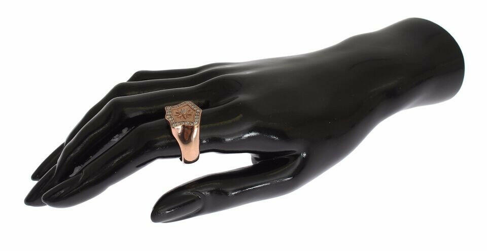 Nialaya Pink Gold 925 Silver Authentic Clear Ring.