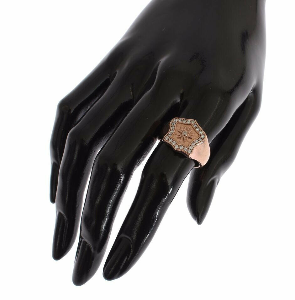 Nialaya Pink Gold 925 Silver Authentic Clear Ring.